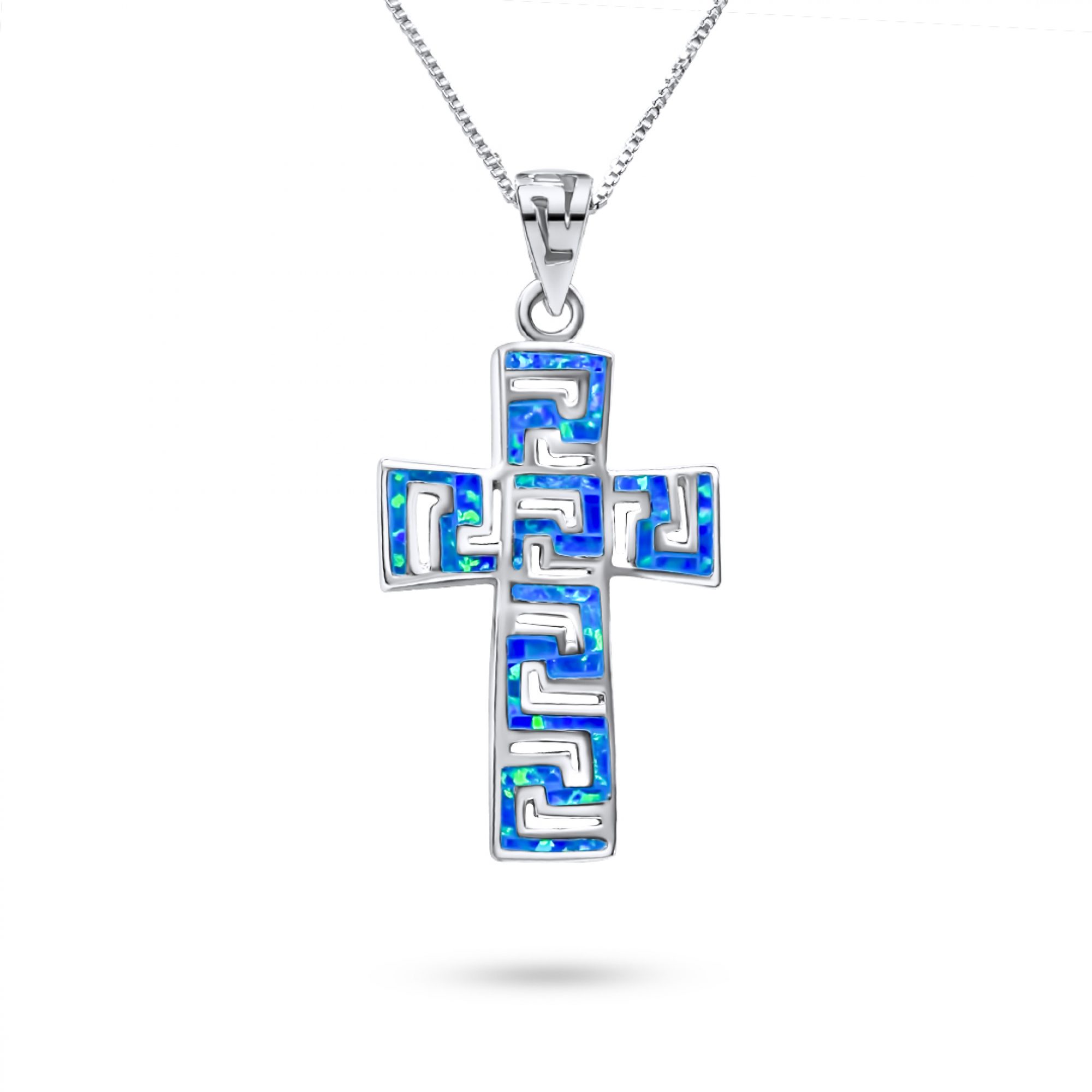 Opal cross pendant