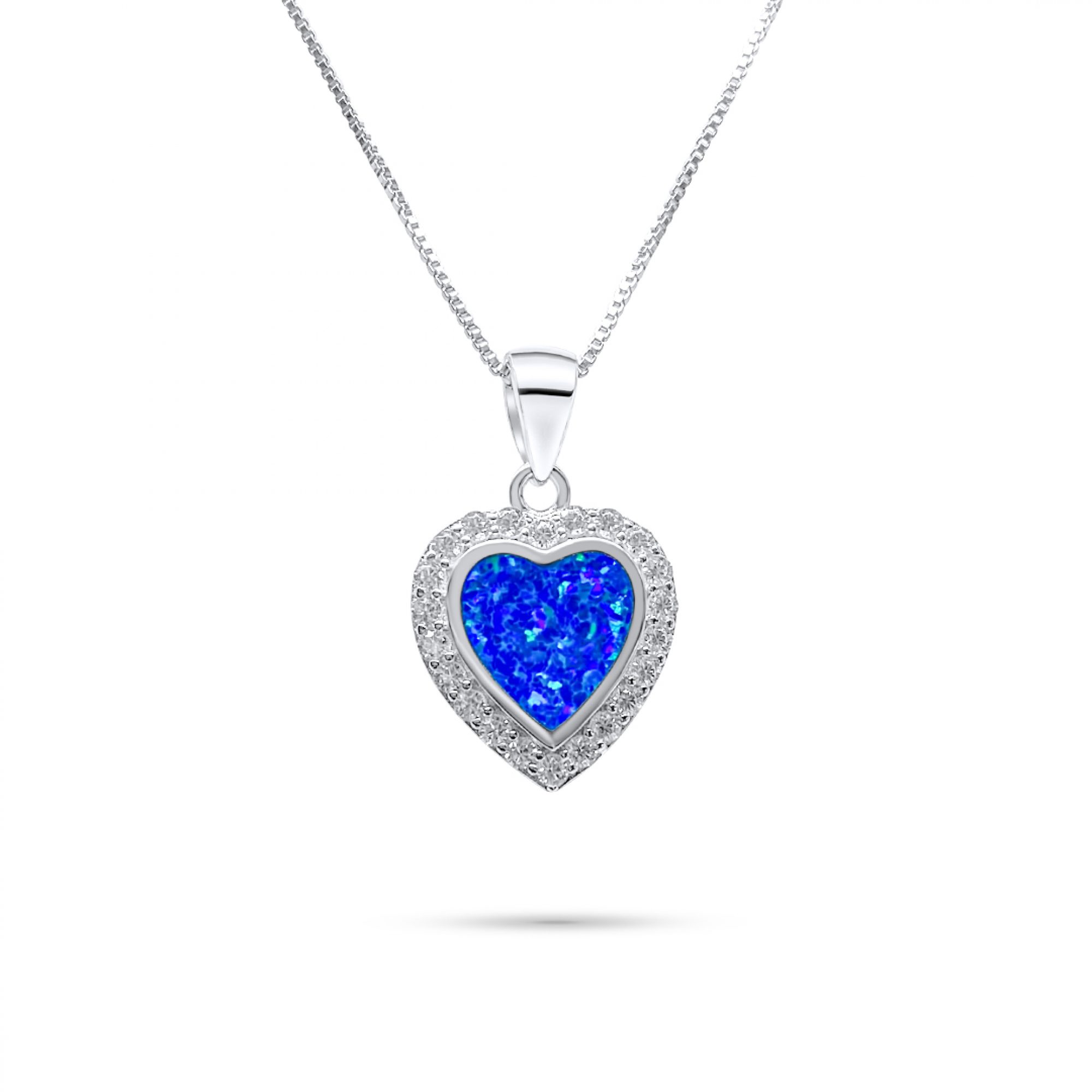 Opal heart pendant with zircon stones