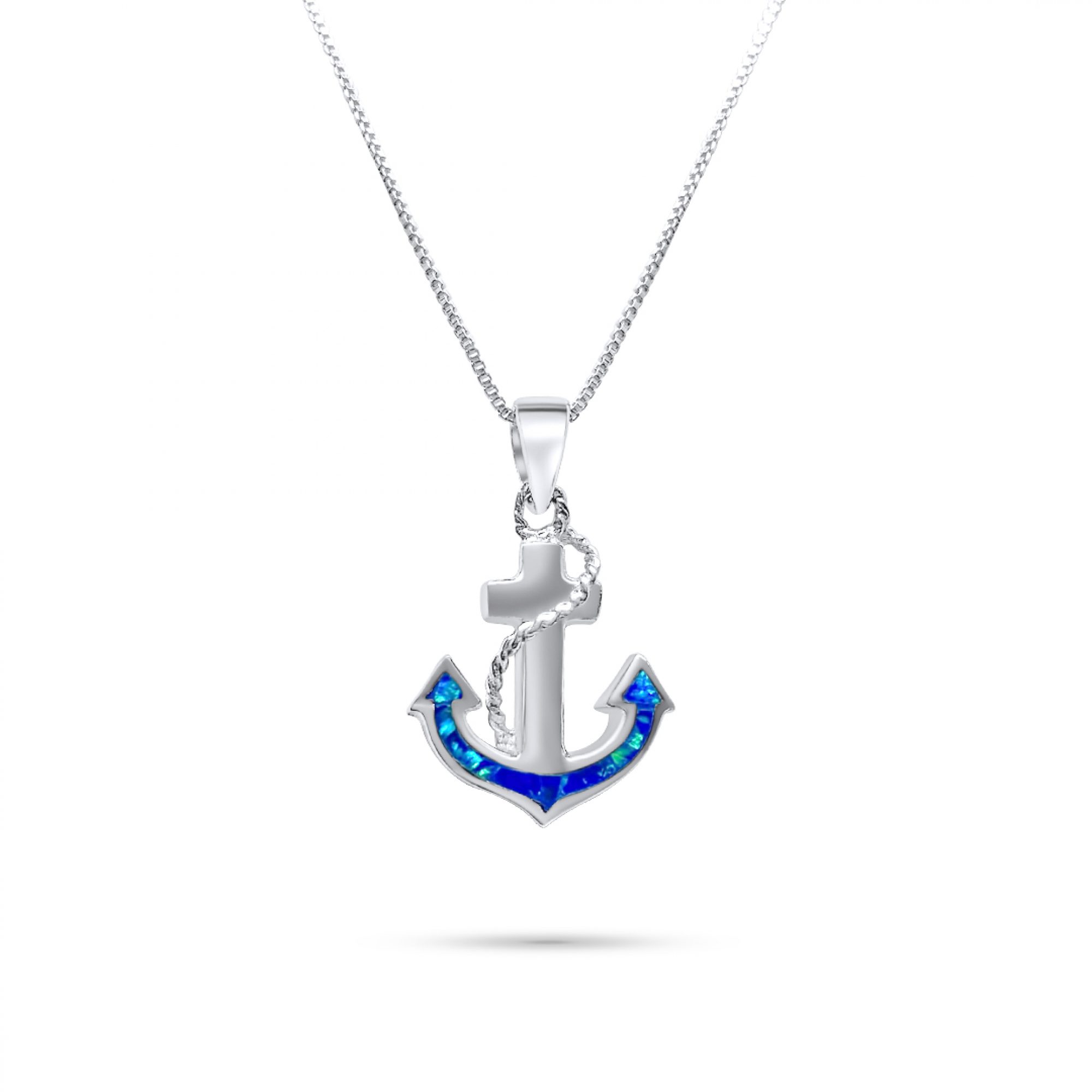 Opal anchor pendant