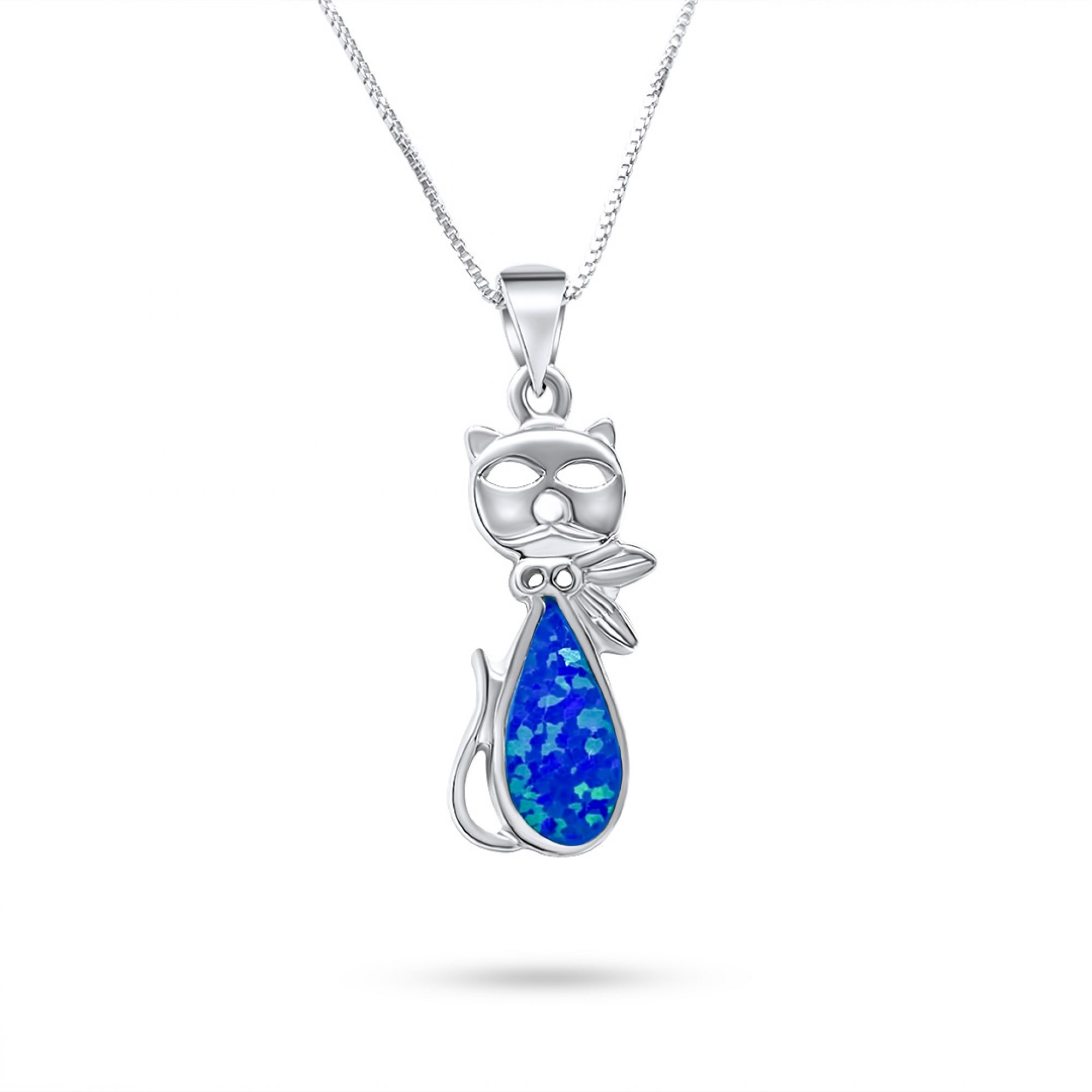 Opal cat pendant