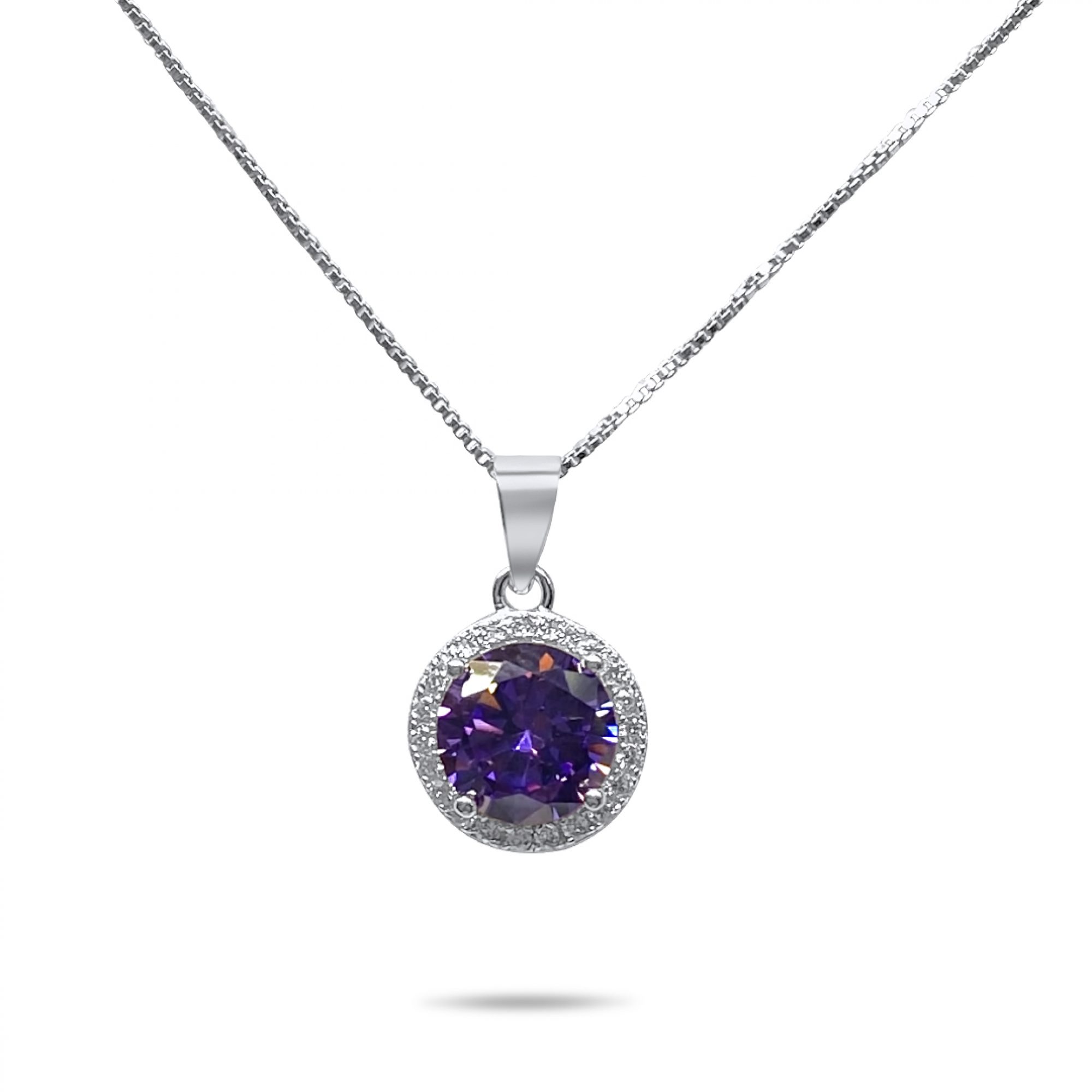 Necklace with amethyst and zircon stones 
