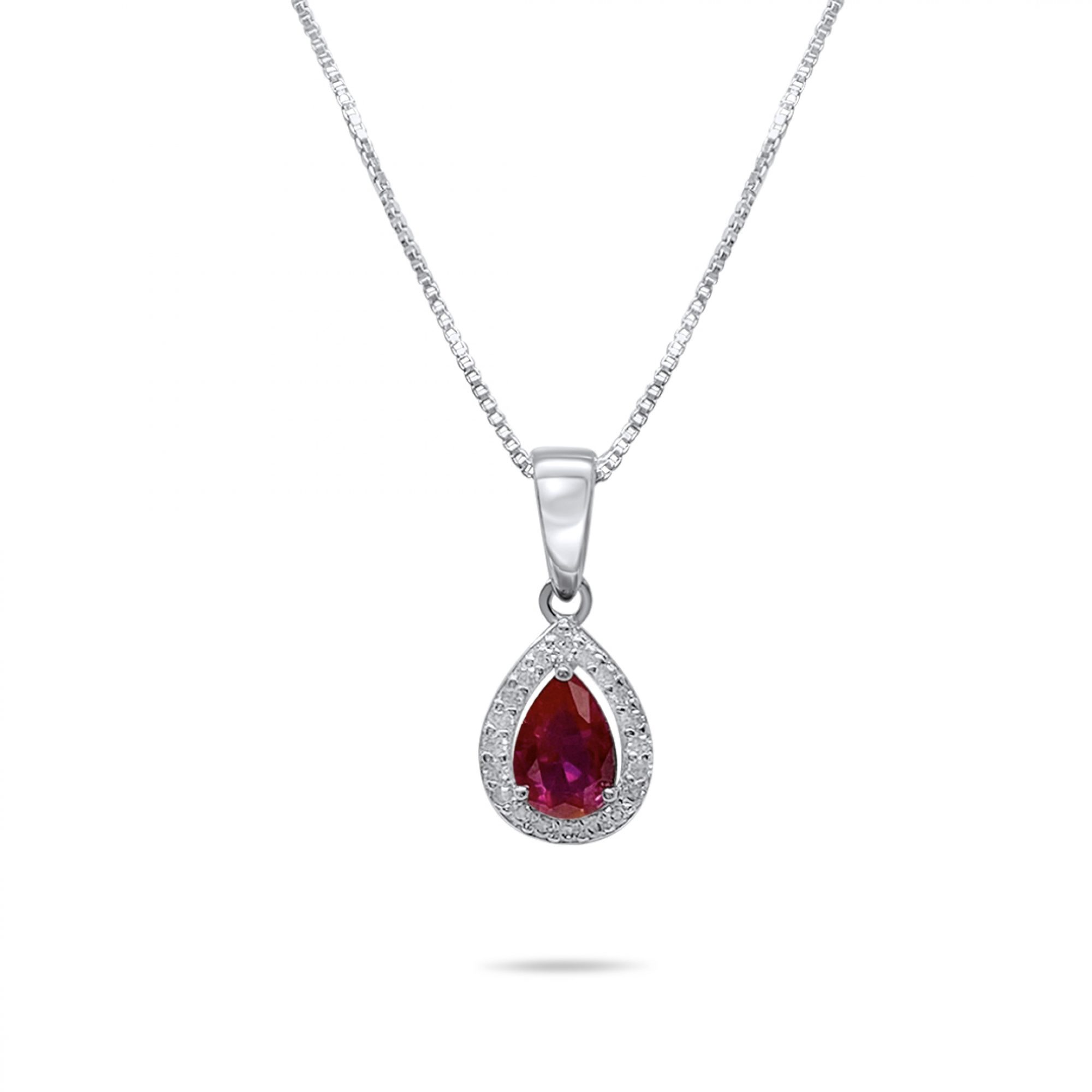 Necklace with ruby and zircon stones