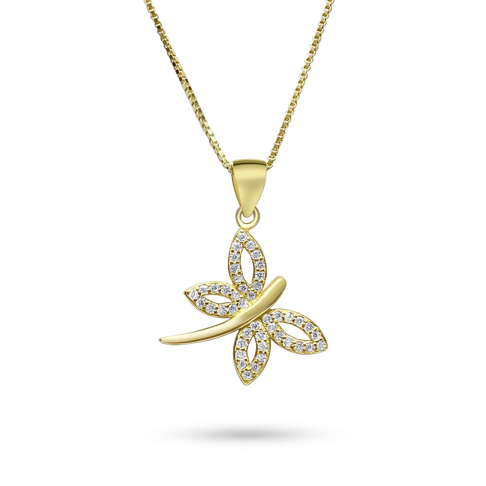 Gold plated butterfly necklace with zircon stones