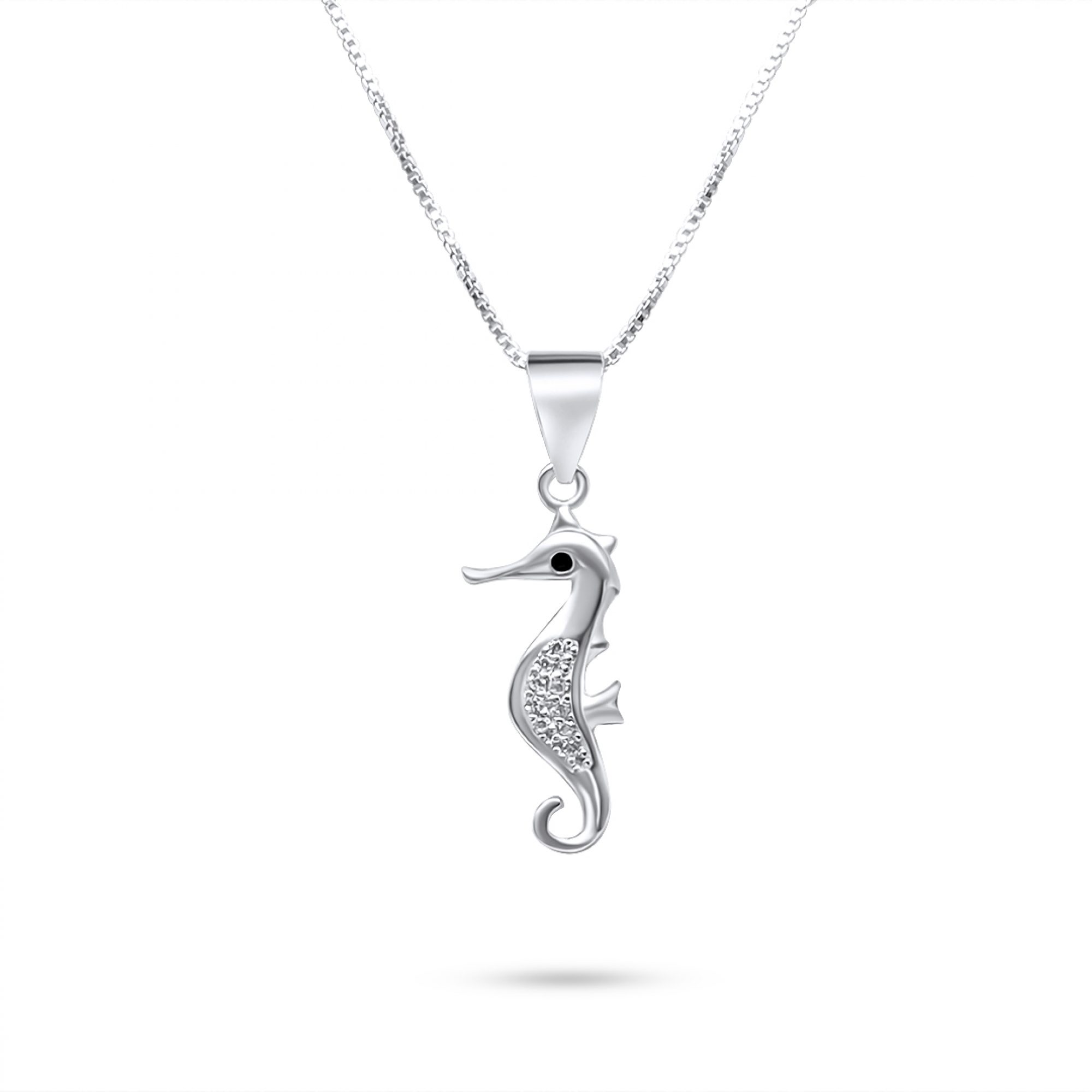 Seahorse necklace with zircon stones