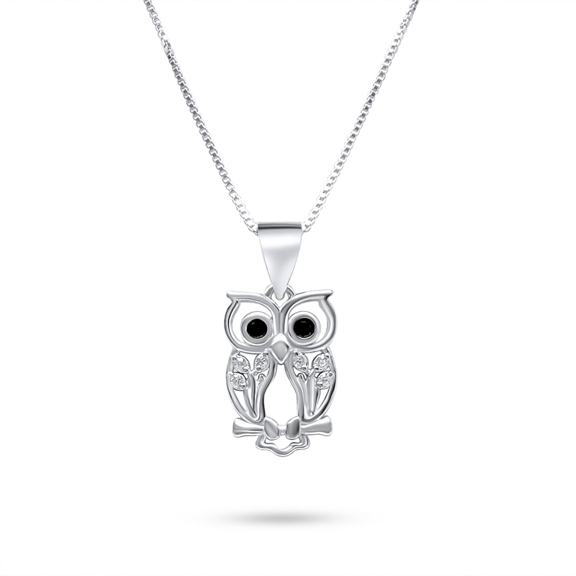 Owl necklace with zircon stones