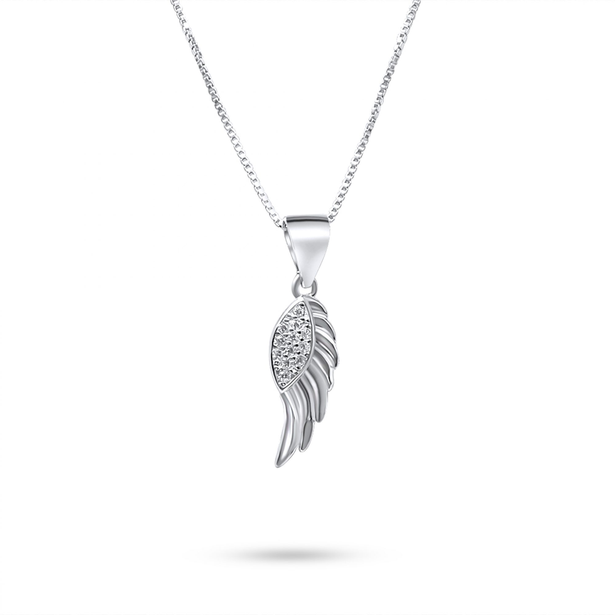 Angel wing necklace with zircon stones