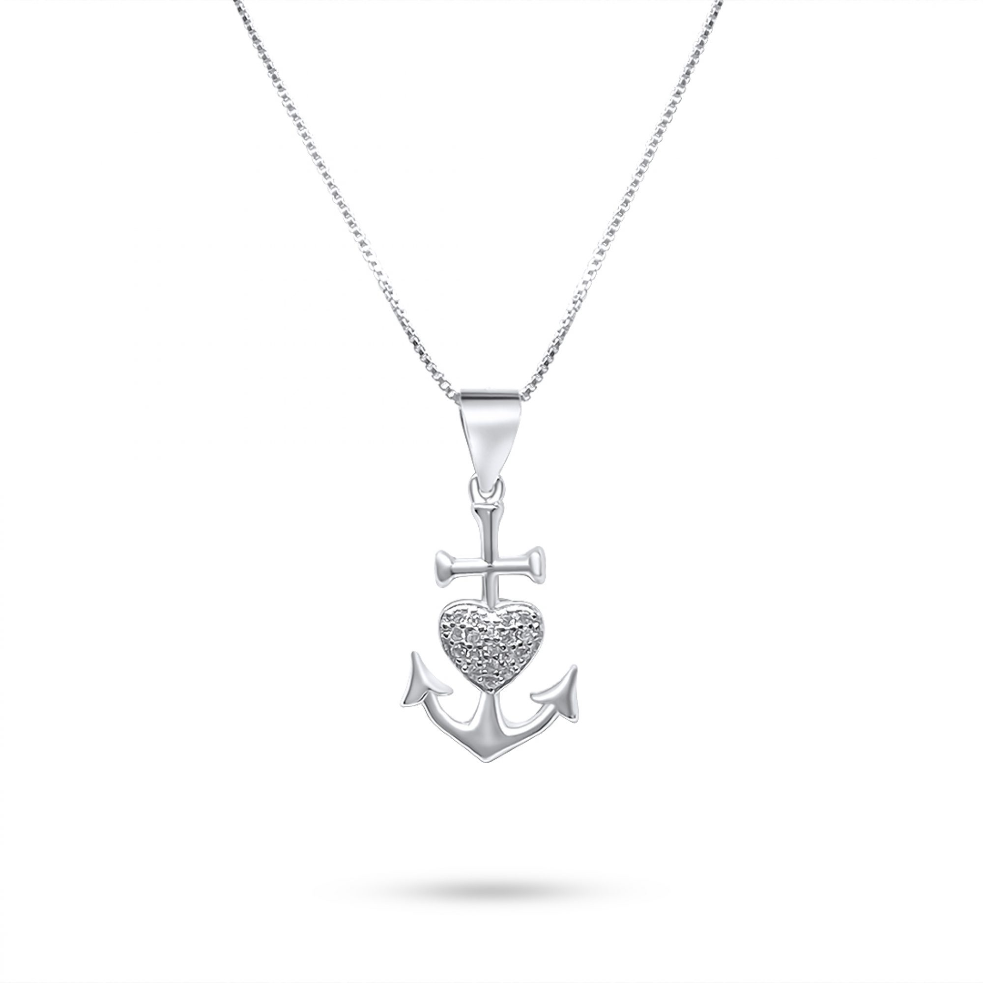 Anchor necklace with zircon stones