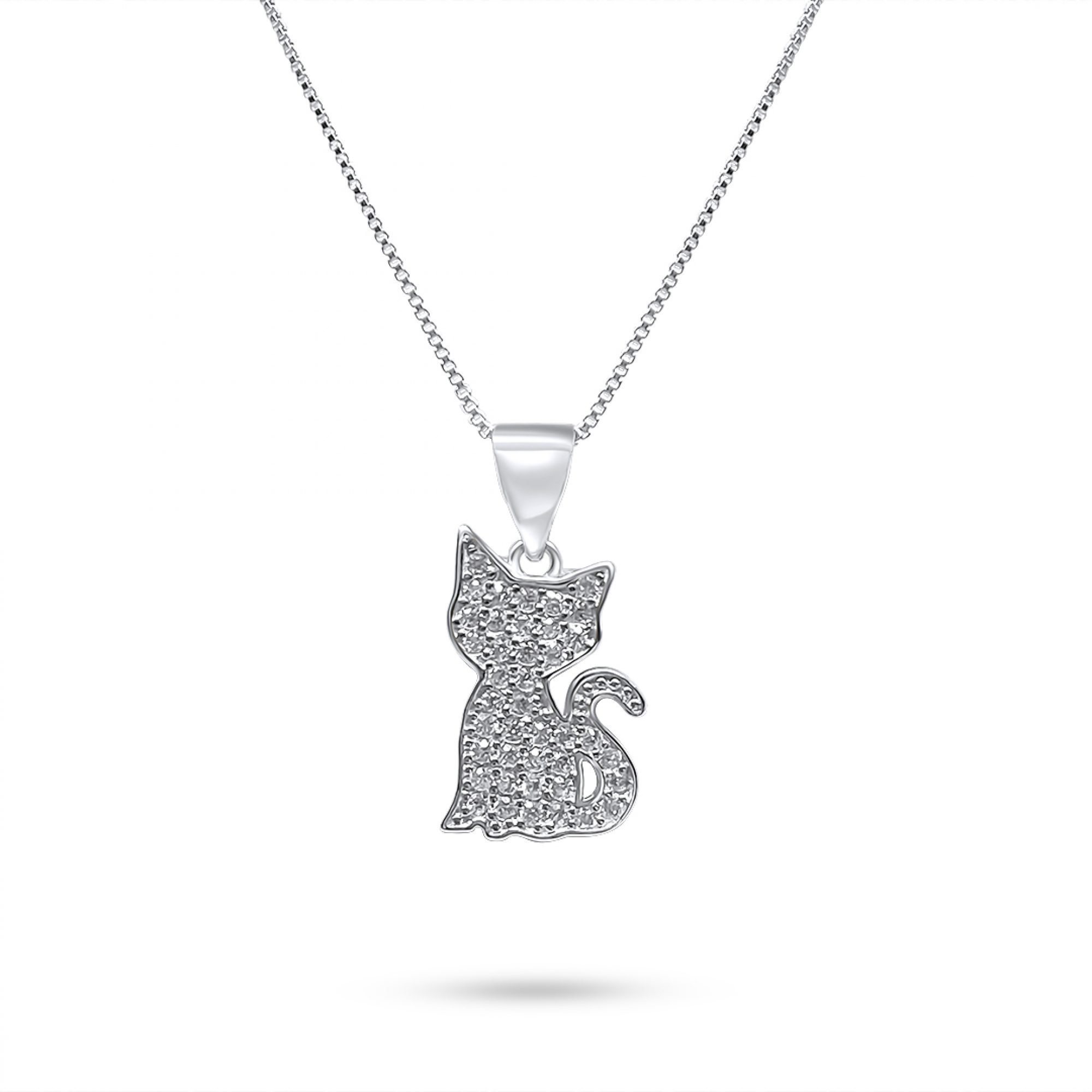 Cat necklace with zircon stones