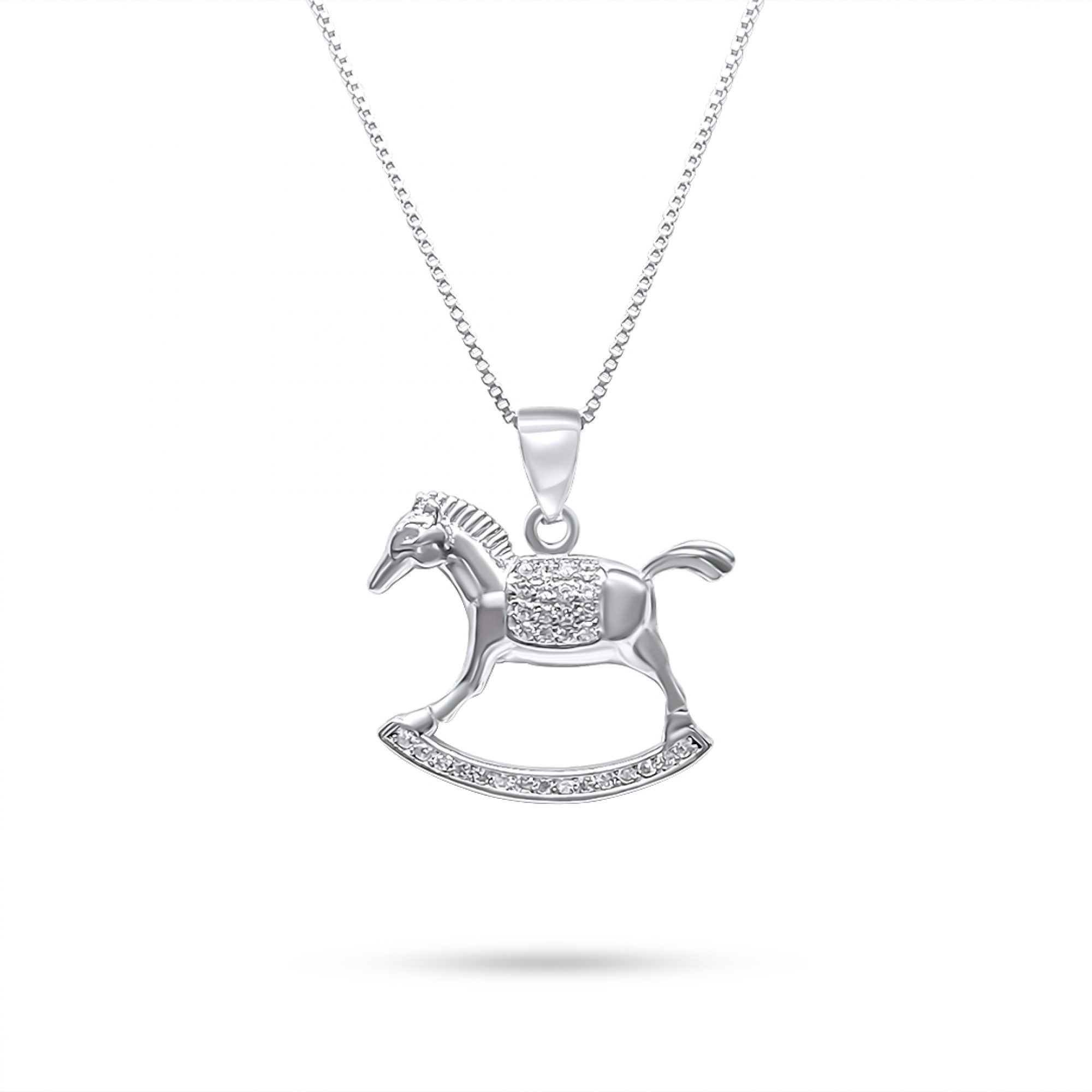 Rocking horse necklace with zircon stones