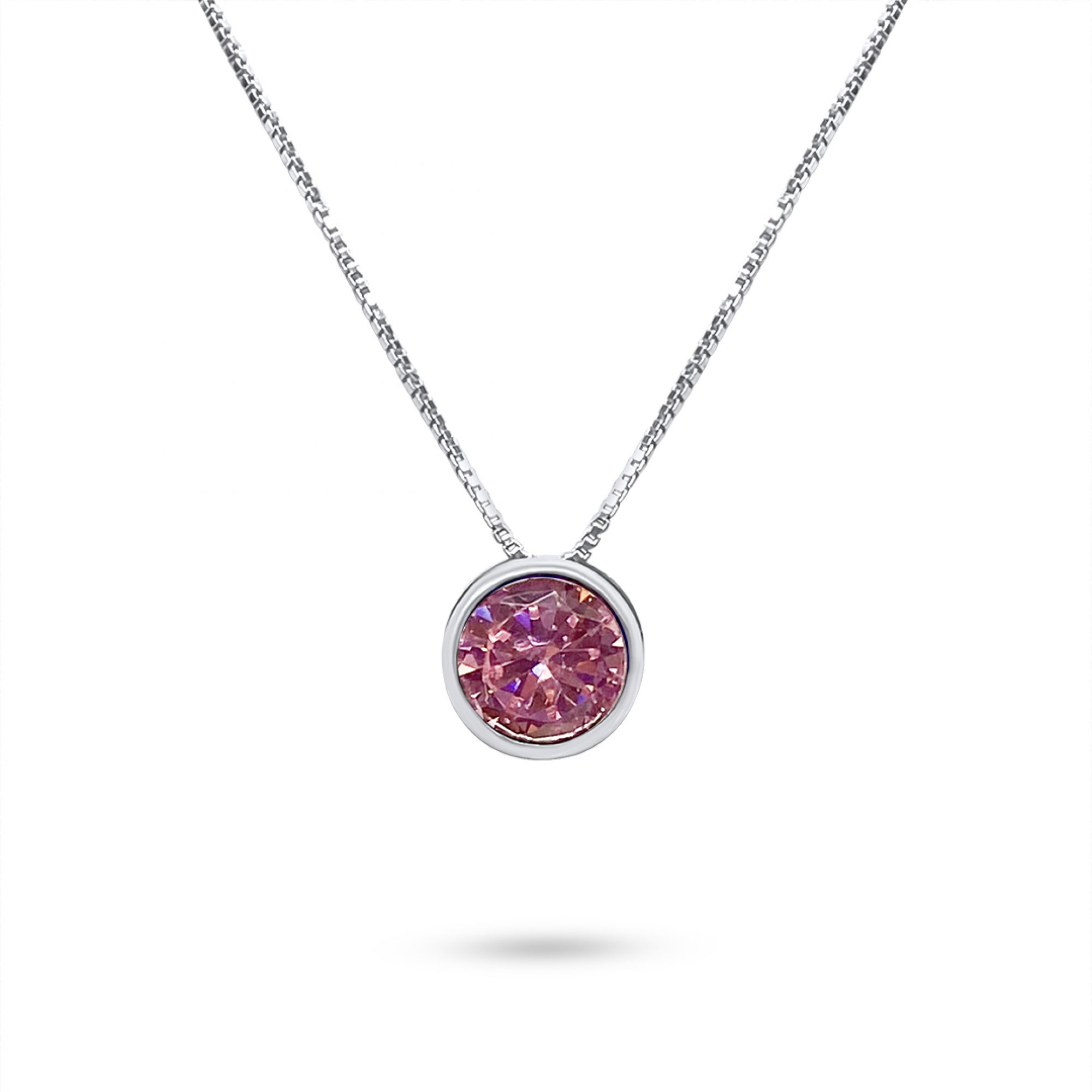 Necklace with pink quartz stone