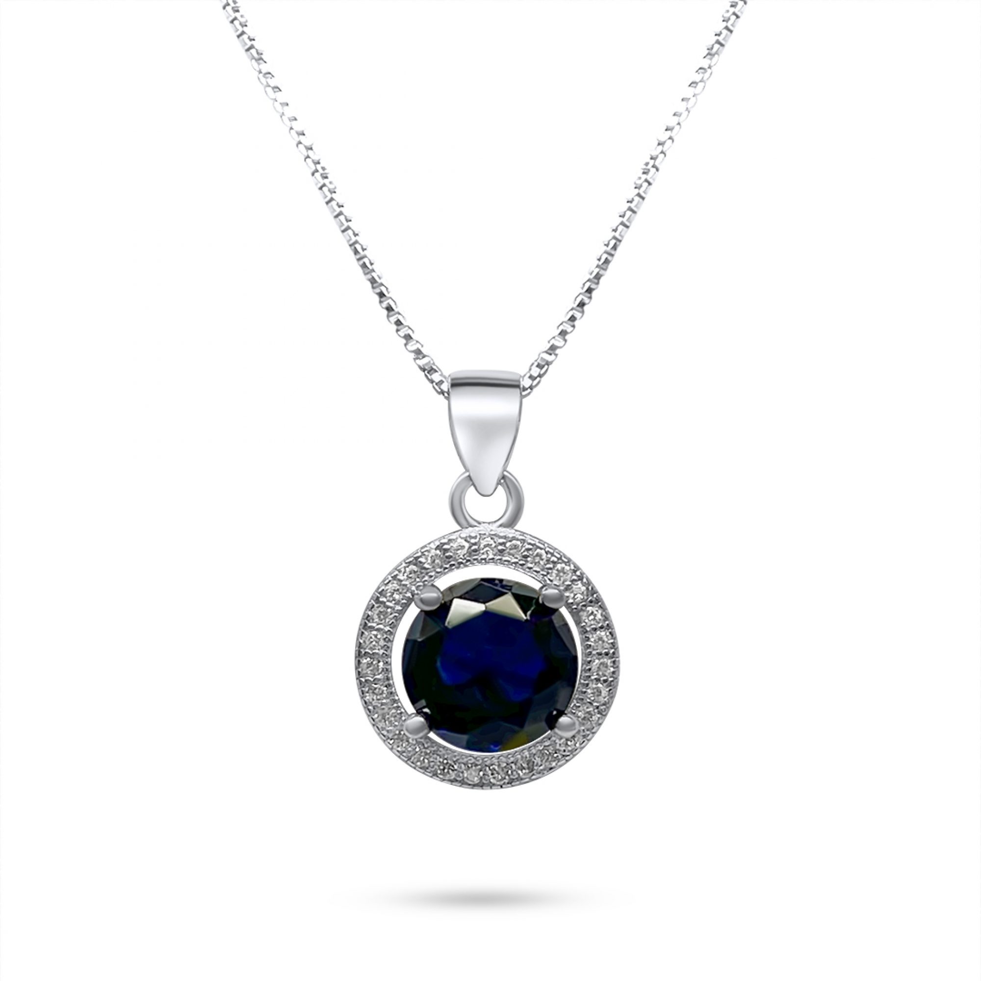 Necklace with sapphire and zircon stones