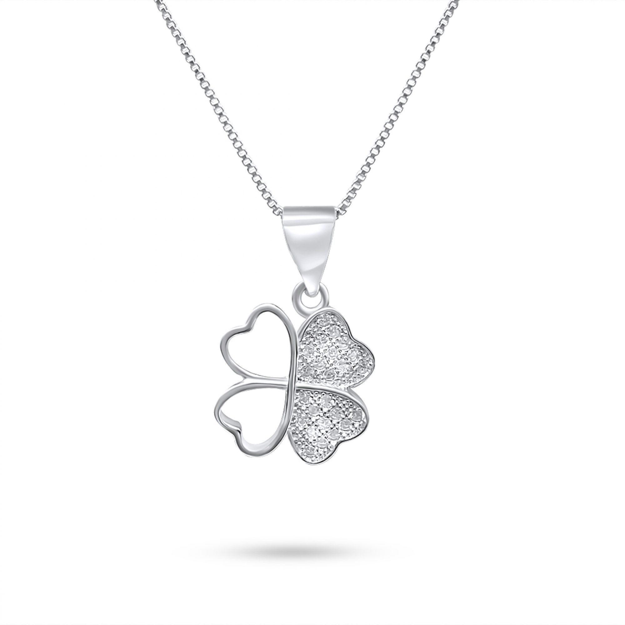 Four leaf clover necklace with zircon stones