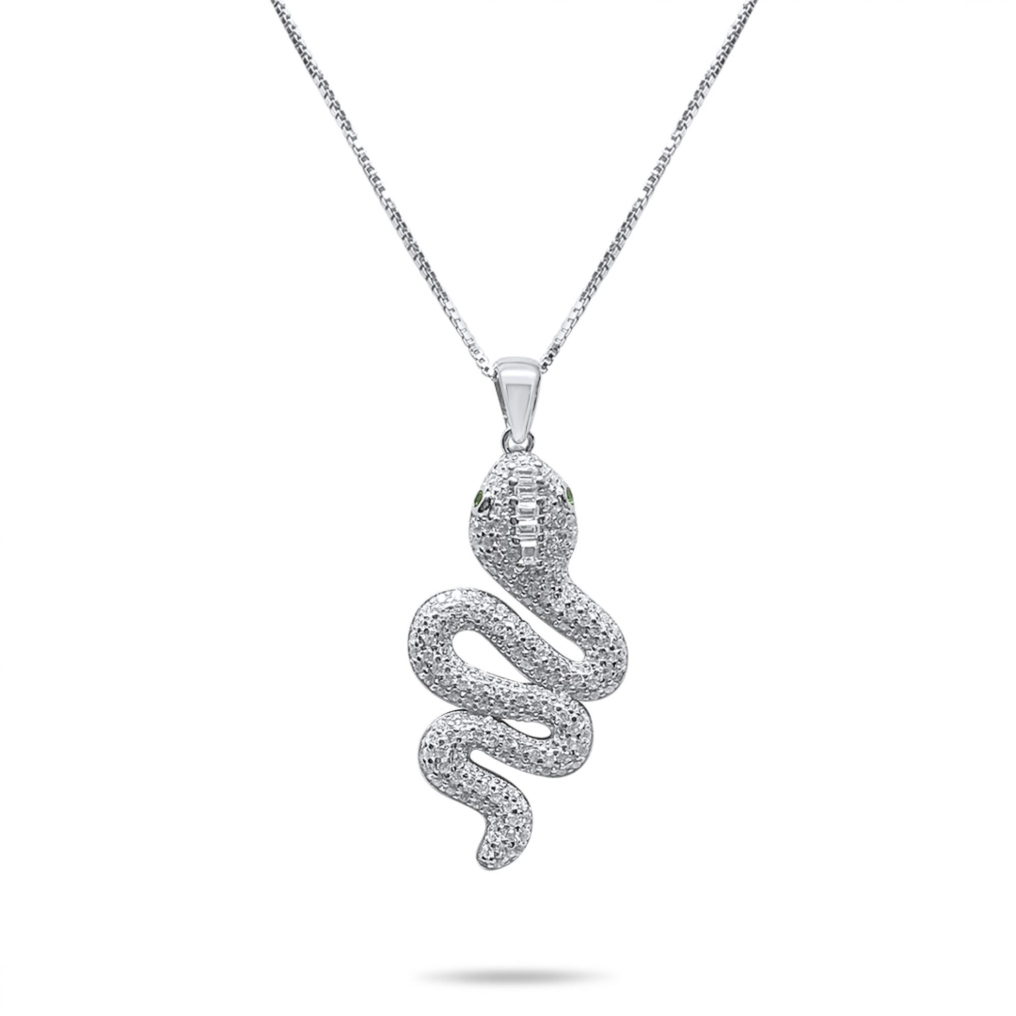 Snake necklace with zircon stones
