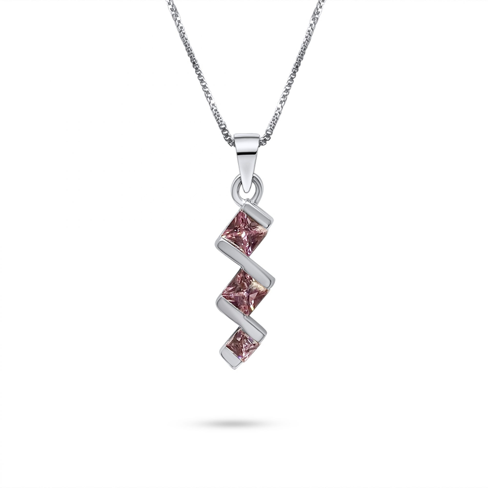 Necklace with pink quartz stones