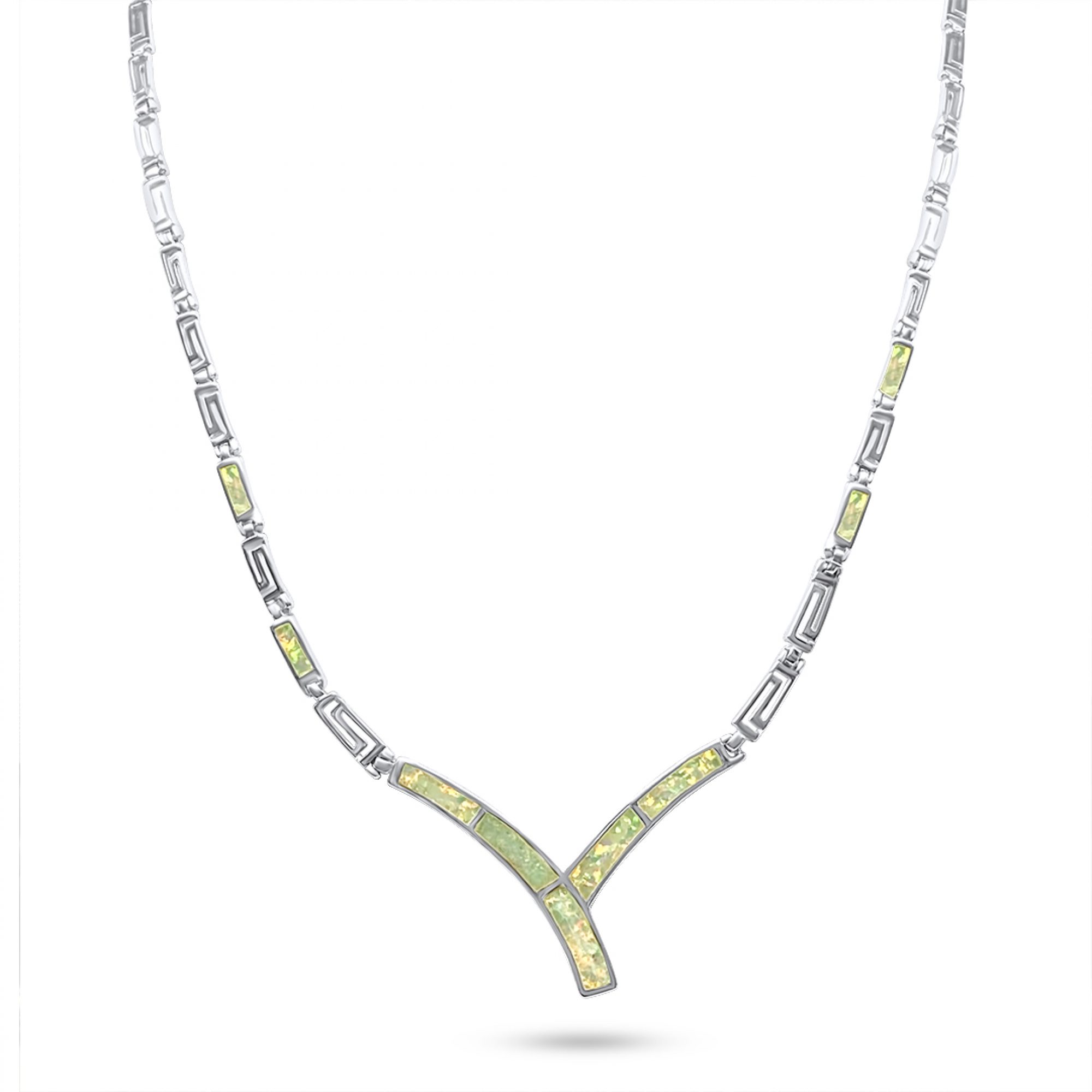 Κολιέ με λευκό όπαλ και μαίανδρο