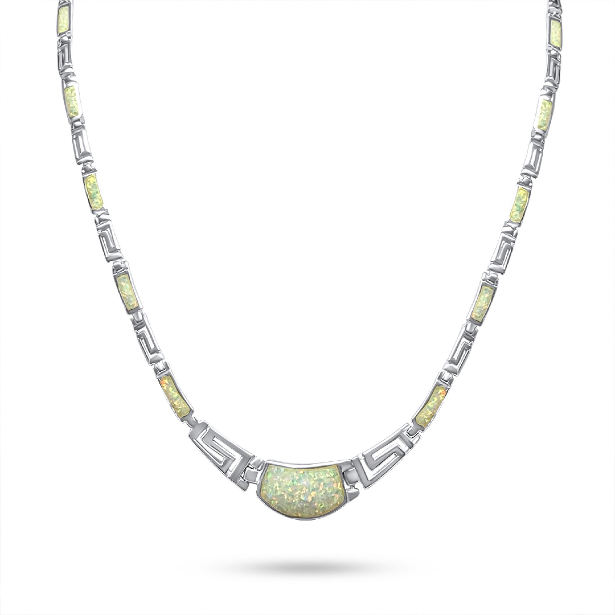 Κολιέ με λευκό όπαλ και μαίανδρο