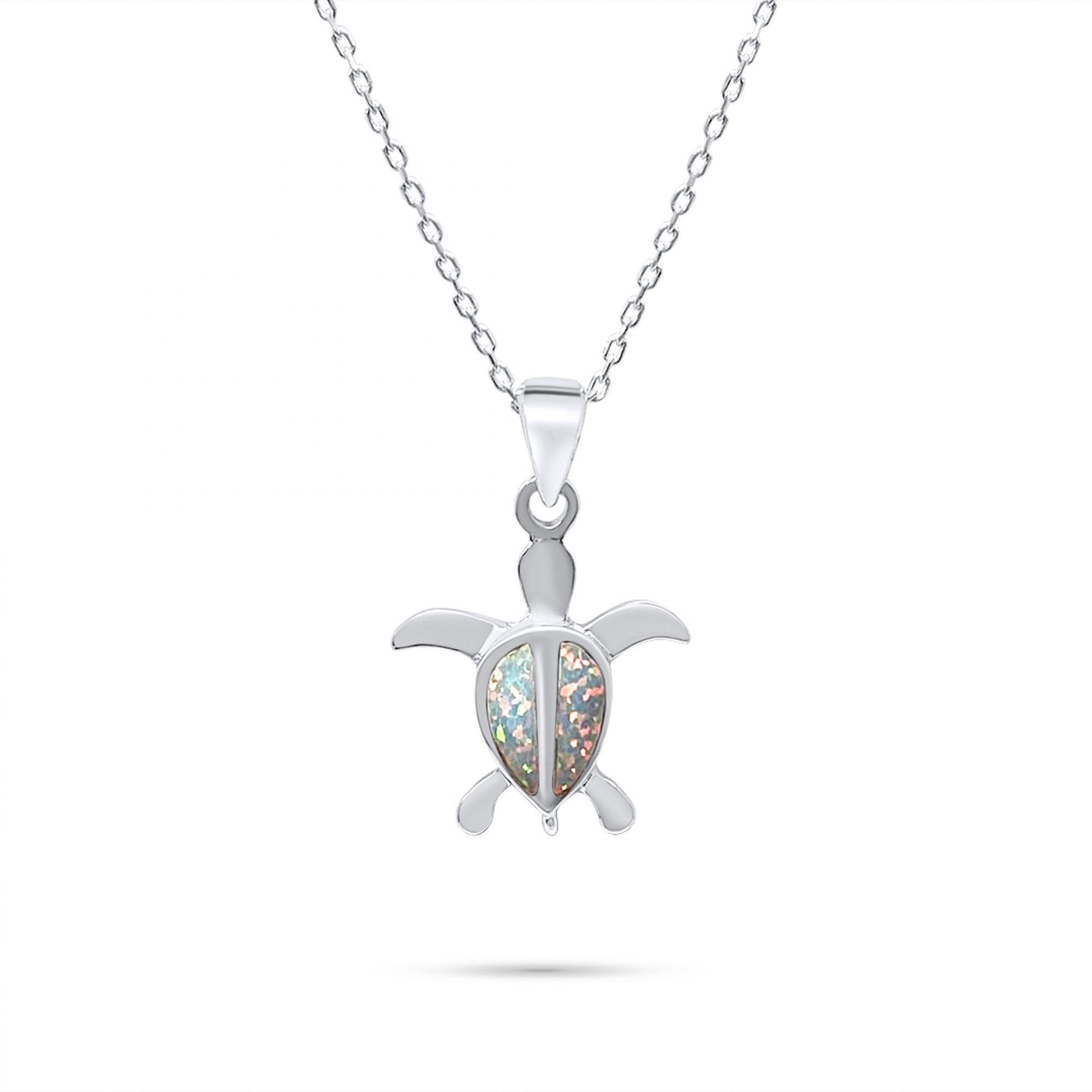 White opal turtle pendant