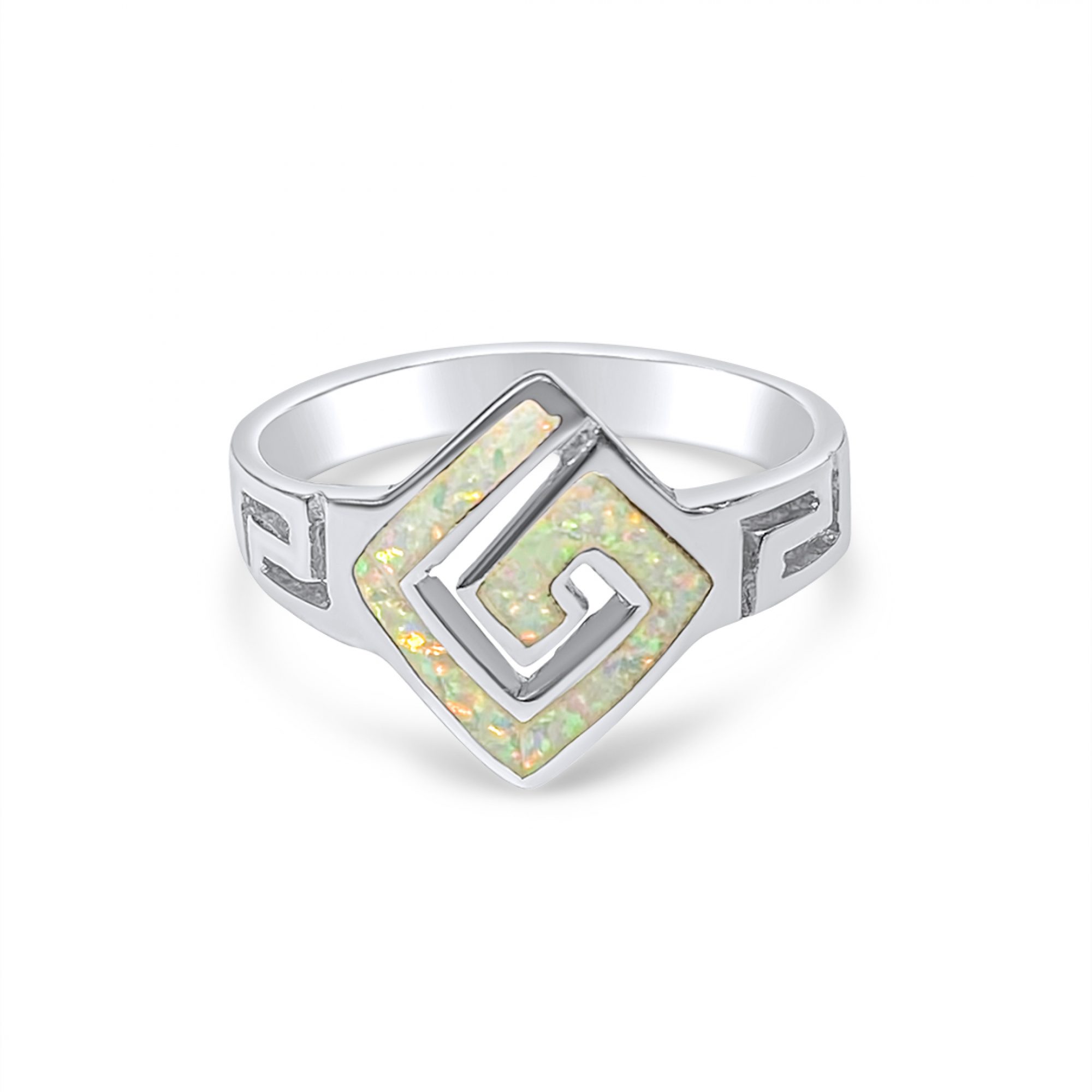 Δαχτυλίδι με λευκό όπαλ και μαίανδρο