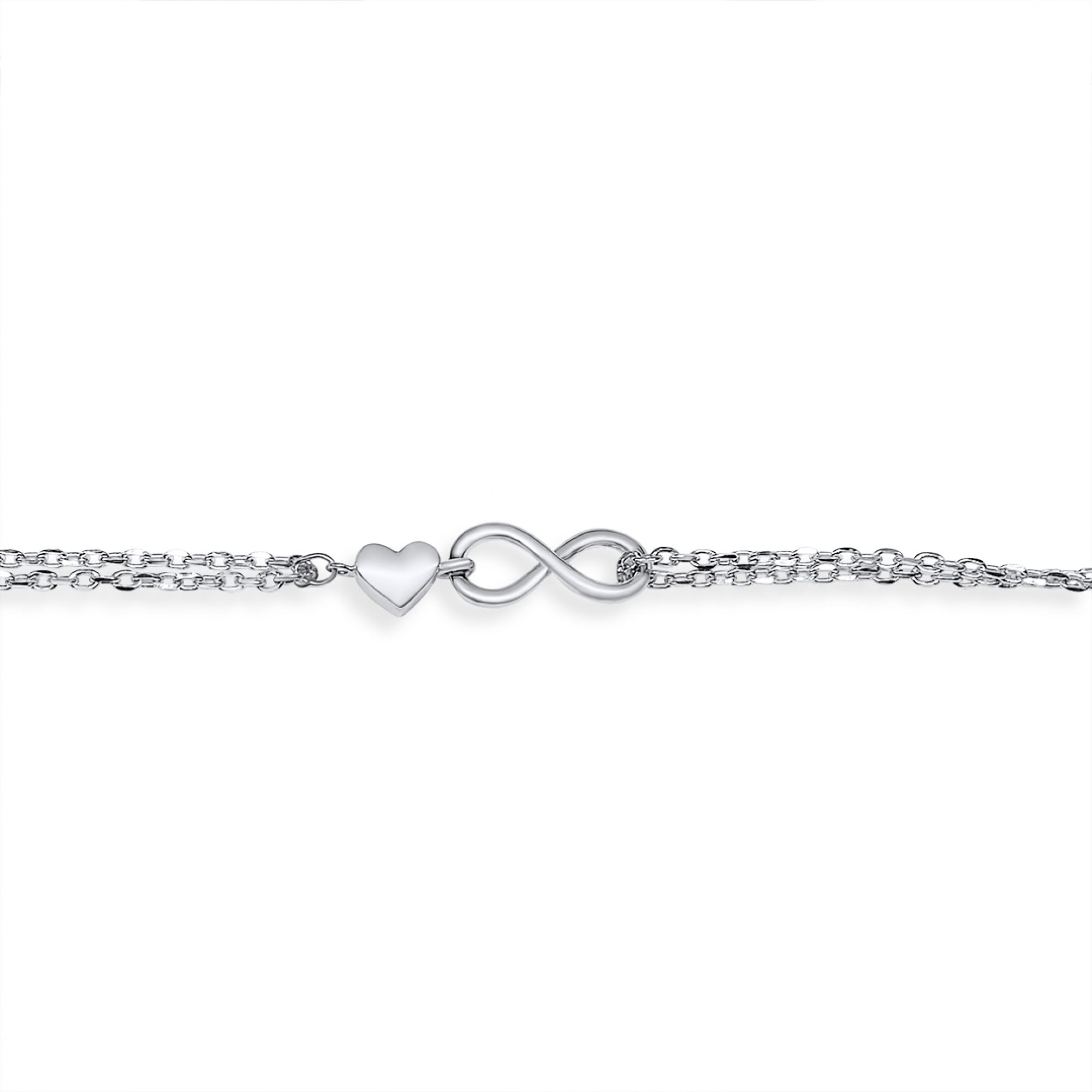 Double anklet with heart and infinity symbols