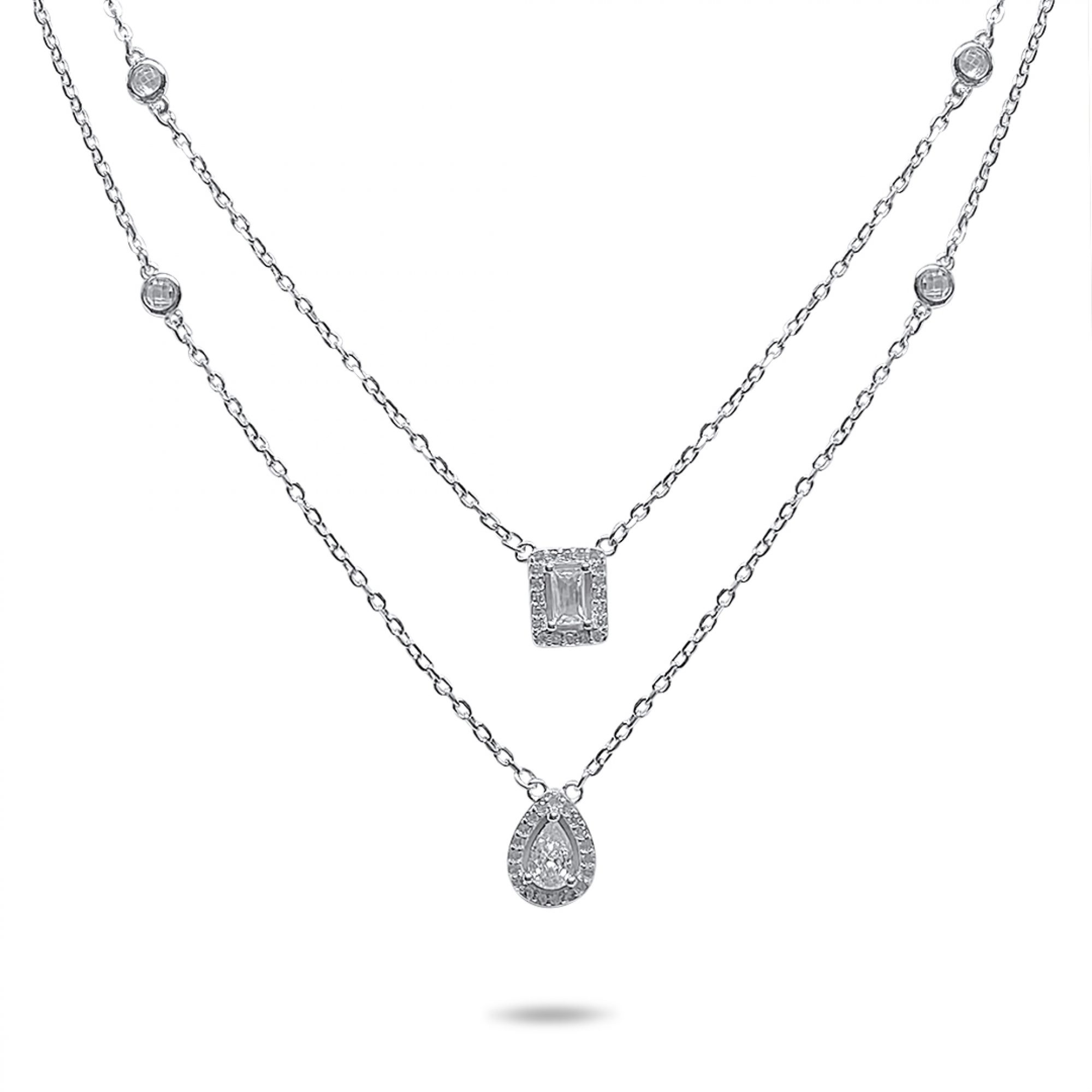 Double necklace with zircon stones