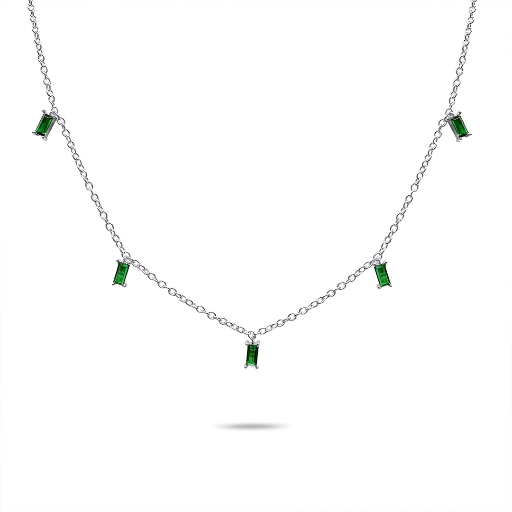 Dangle necklace with emerald stones