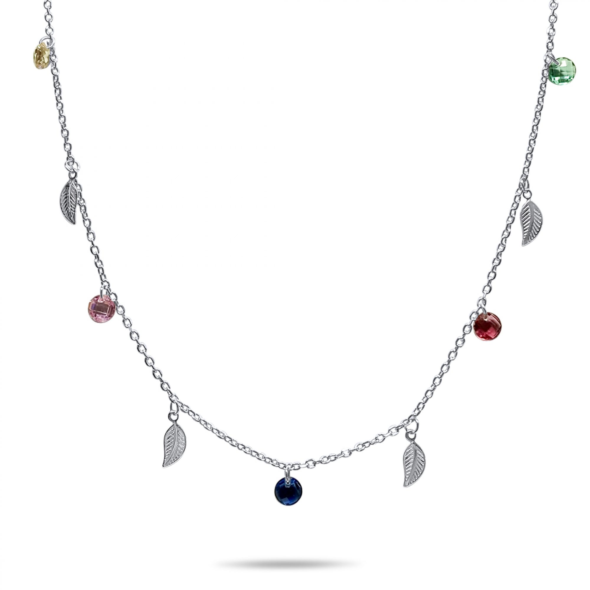 Dangle necklace with multicoloured stones
