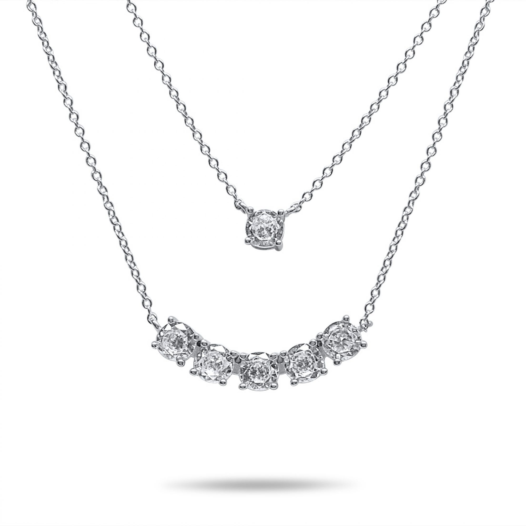 Double necklace with zircon stones