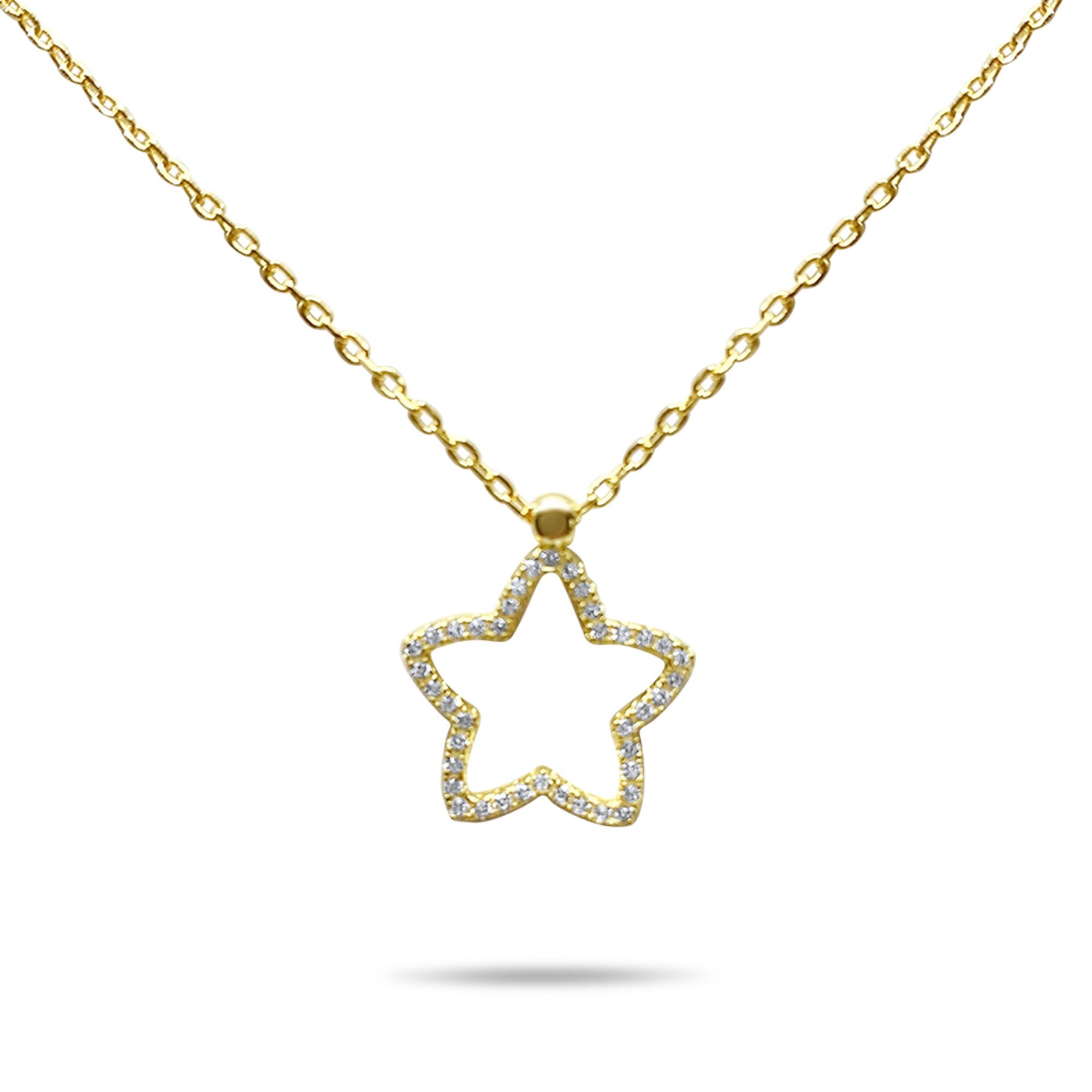 Gold plated star necklace with zircon stones