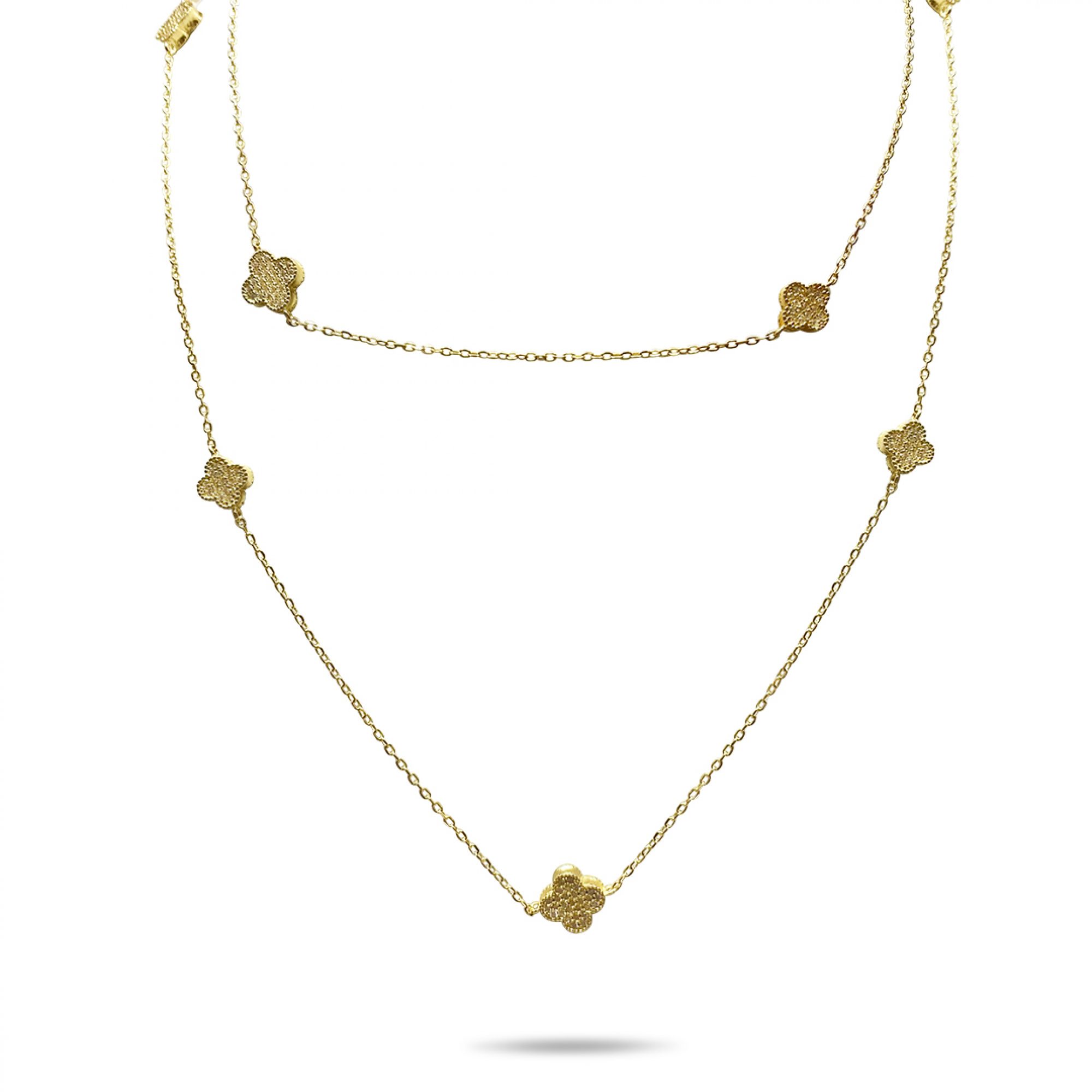 Gold plated double necklace with zircon stones