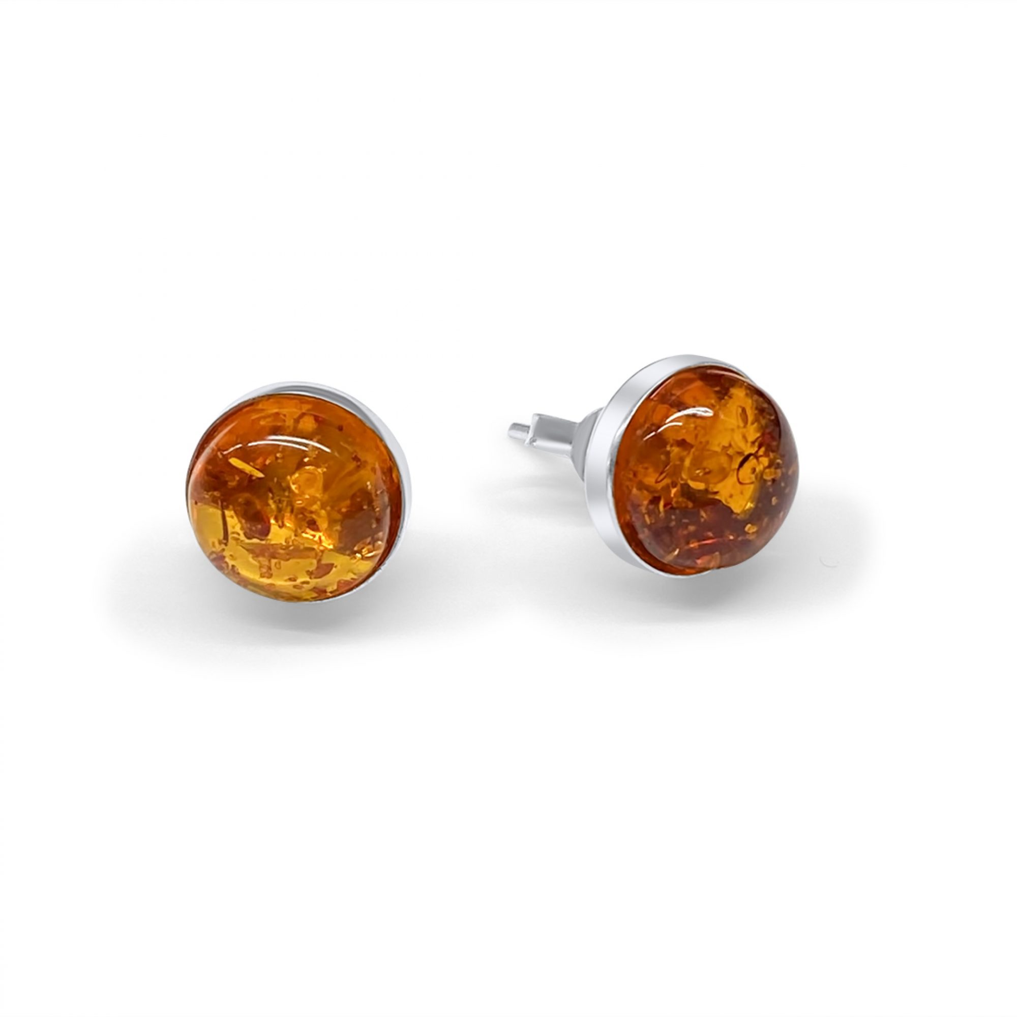 Earrings with amber stones