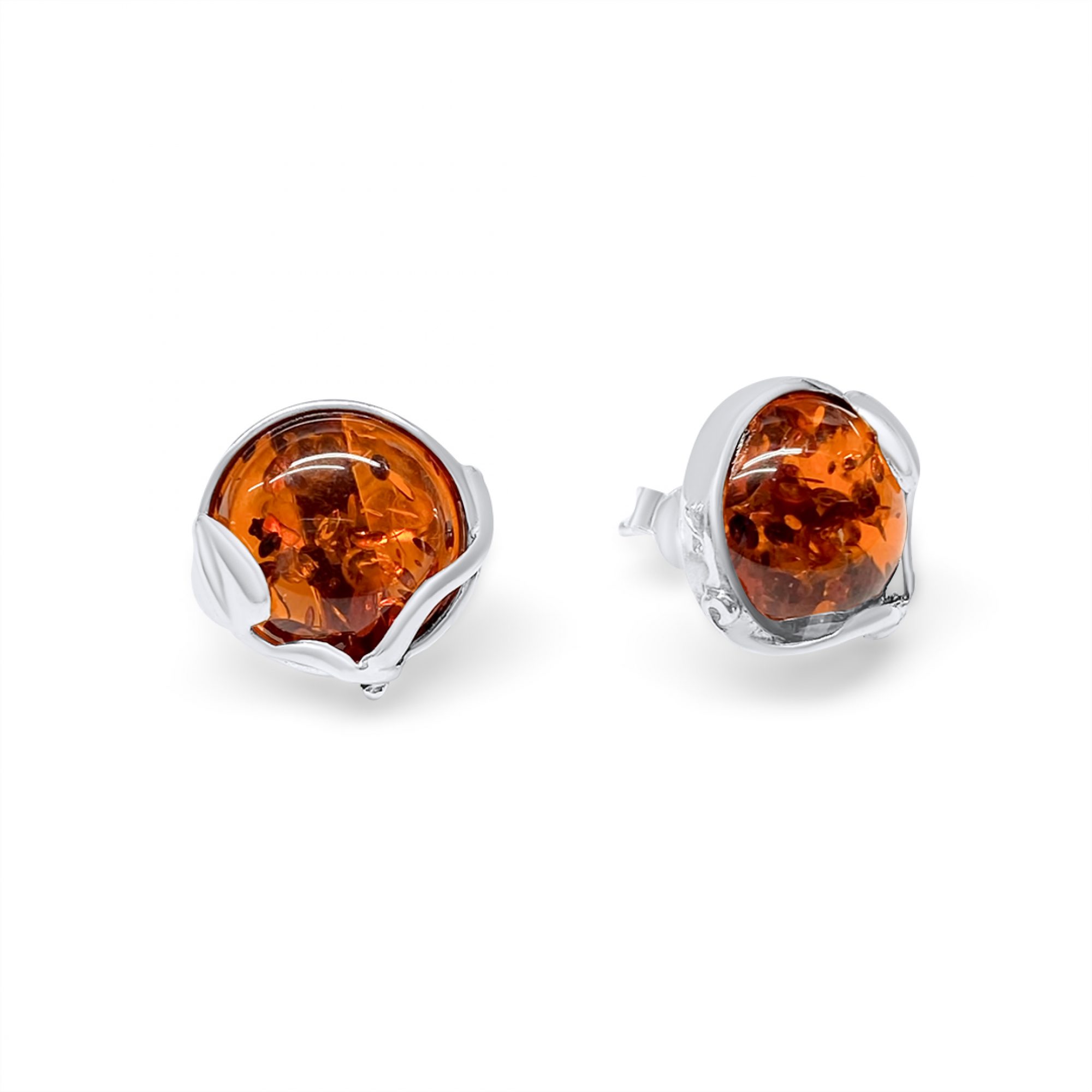 Earrings with amber stones