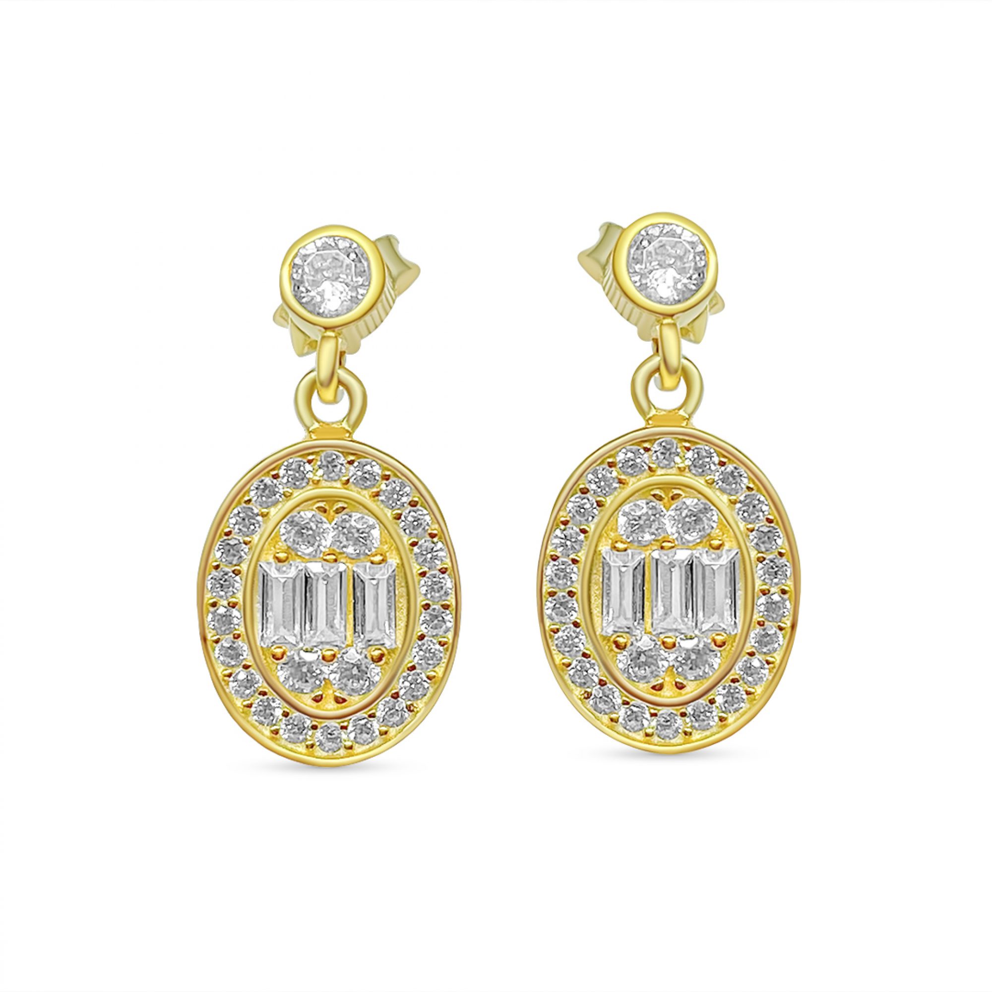 Επίχρυσα σκουλαρίκια με πέτρες ζιργκόν