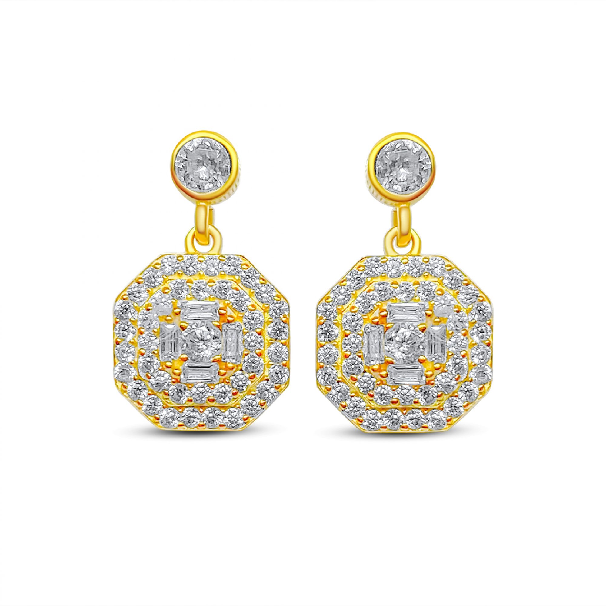 Gold plated earrings with zircon stones