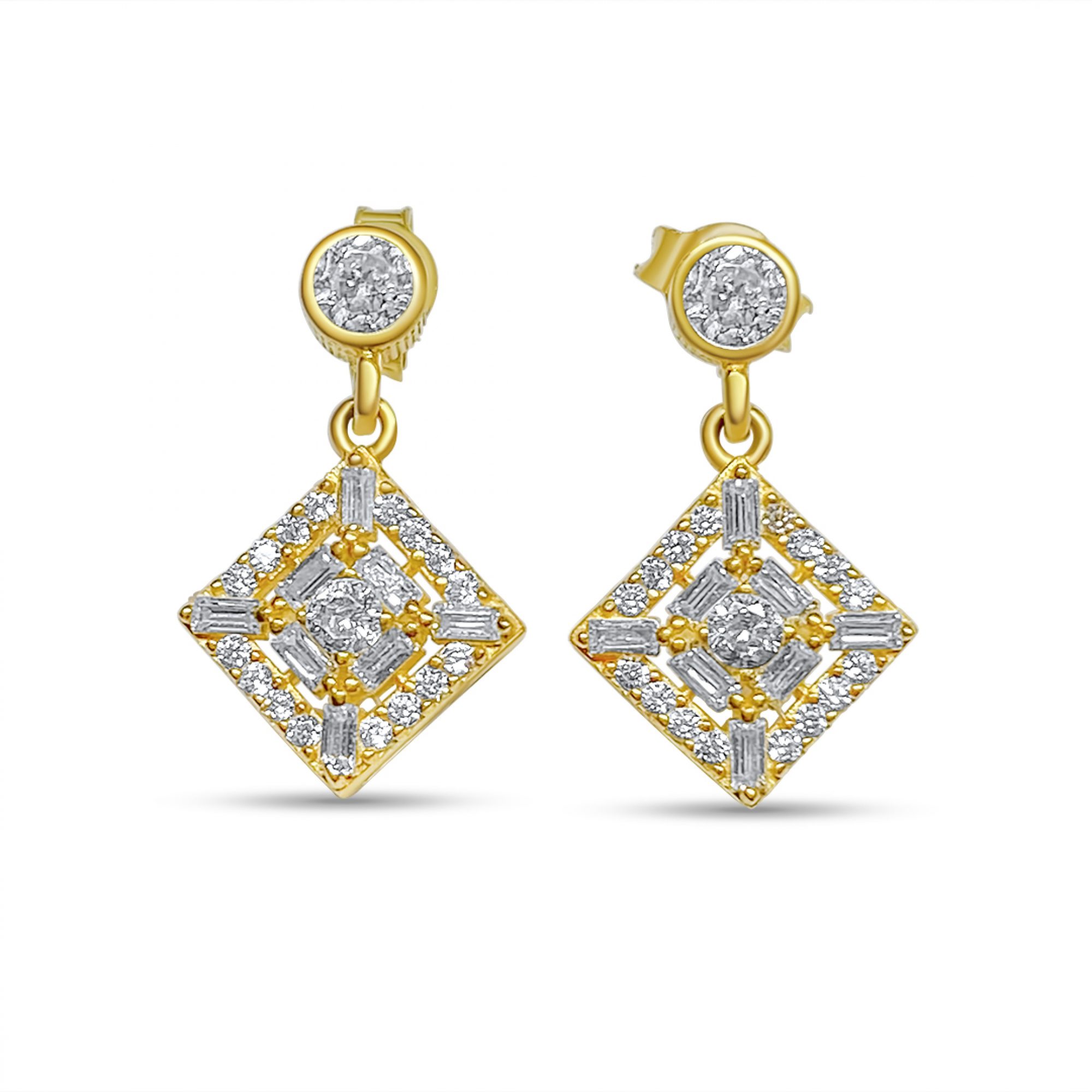 Επίχρυσα σκουλαρίκια με πέτρες ζιργκόν