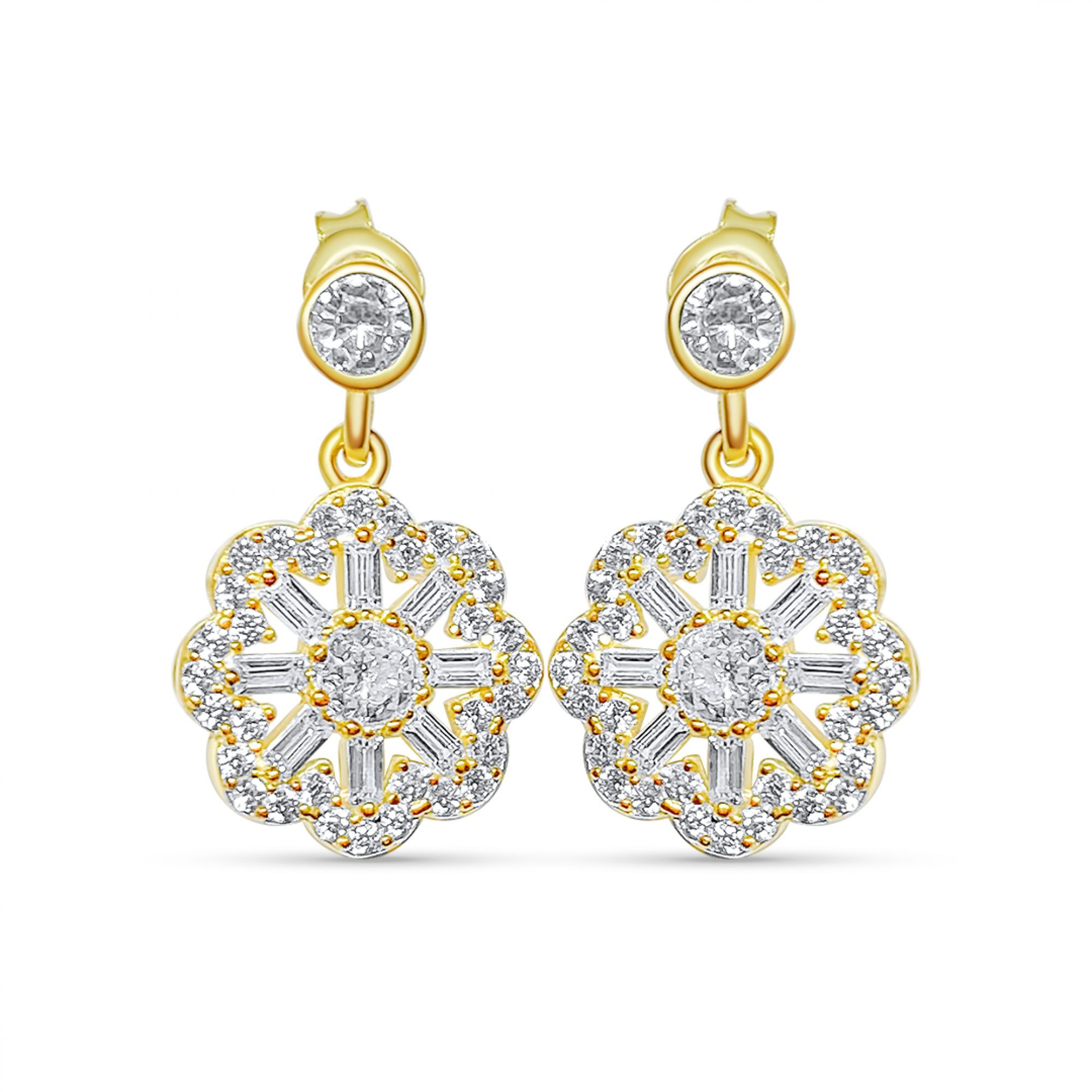 Gold plated earrings with zircon stones