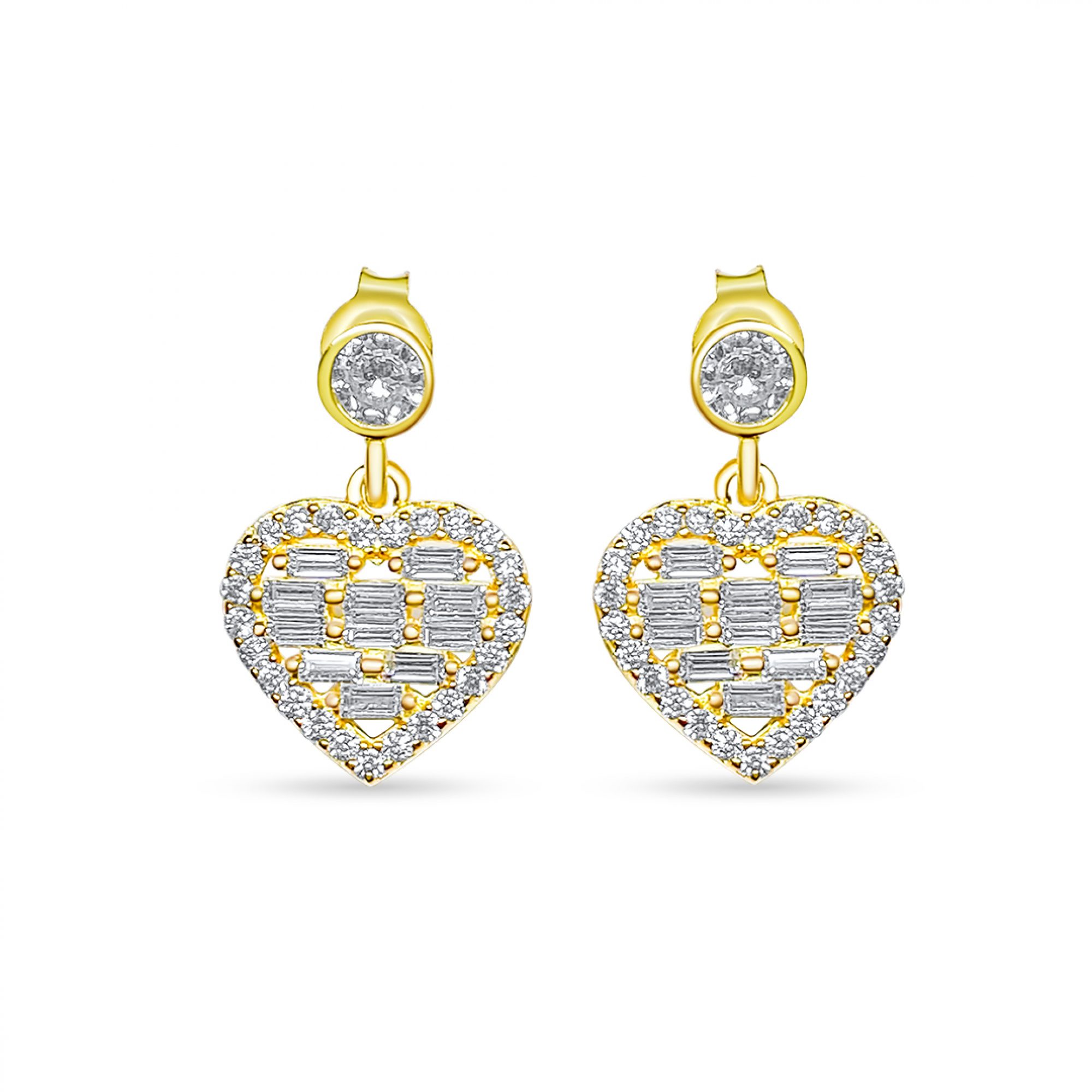 Επίχρυσα σκουλαρίκια με πέτρες ζιργκόν