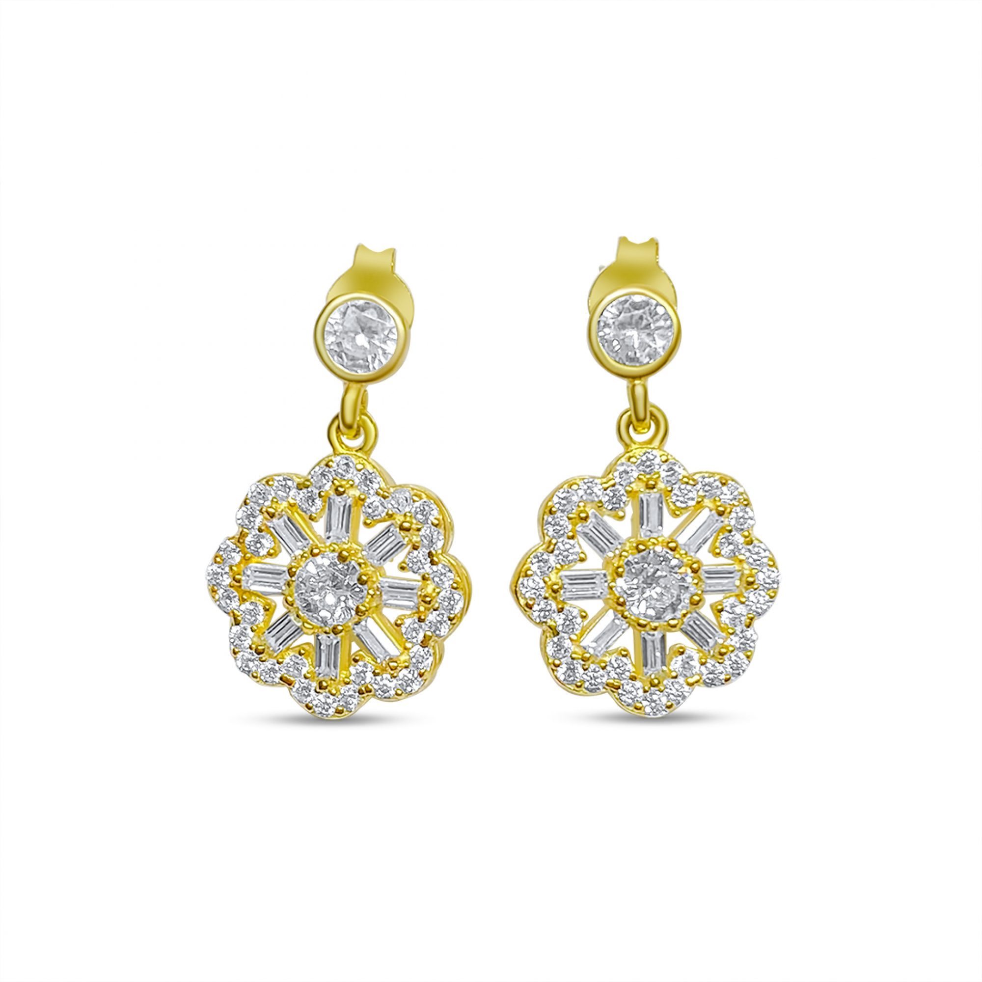 Gold plated earrings with zircon stones