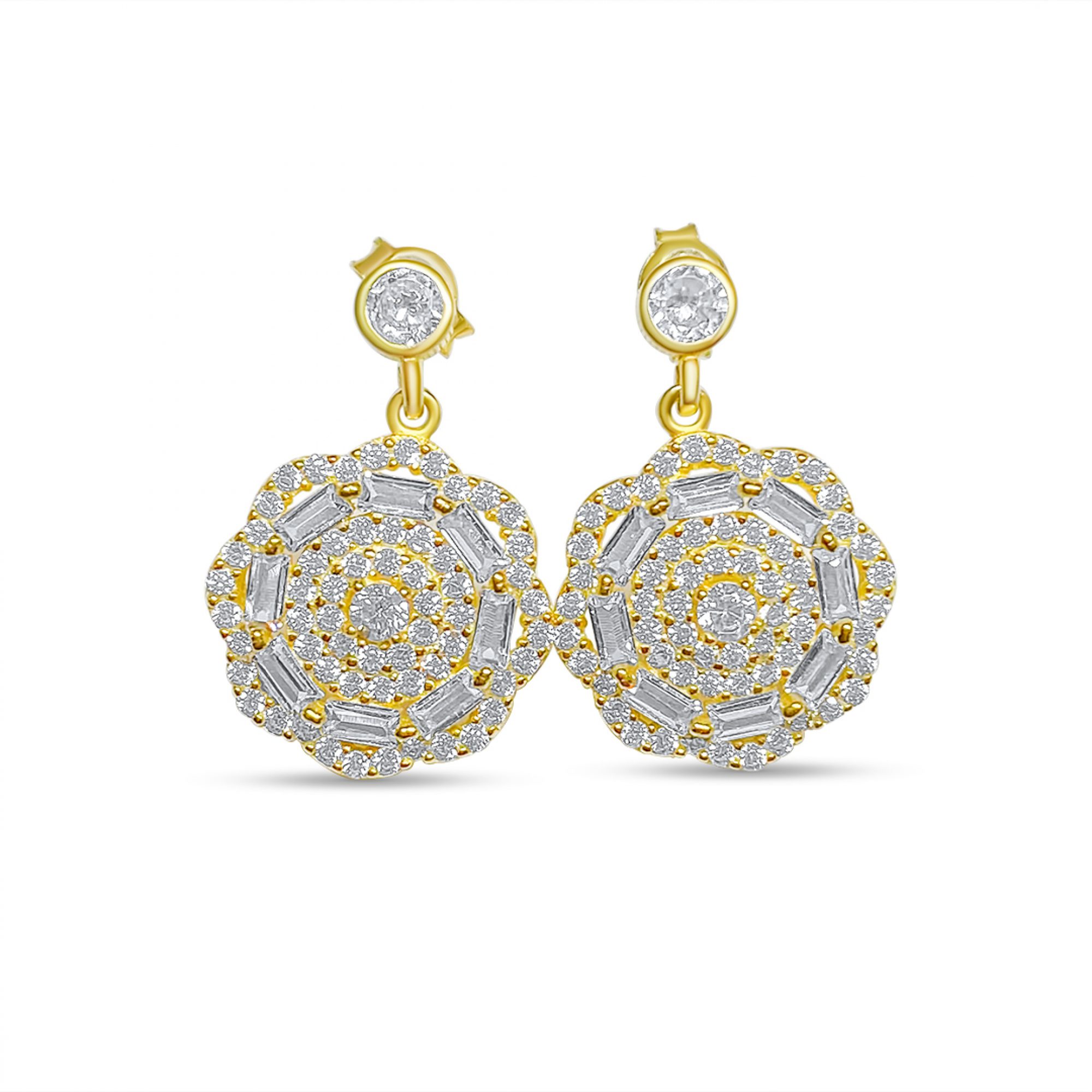 Επίχρυσα σκουλαρίκια με πέτρες ζιργκόν