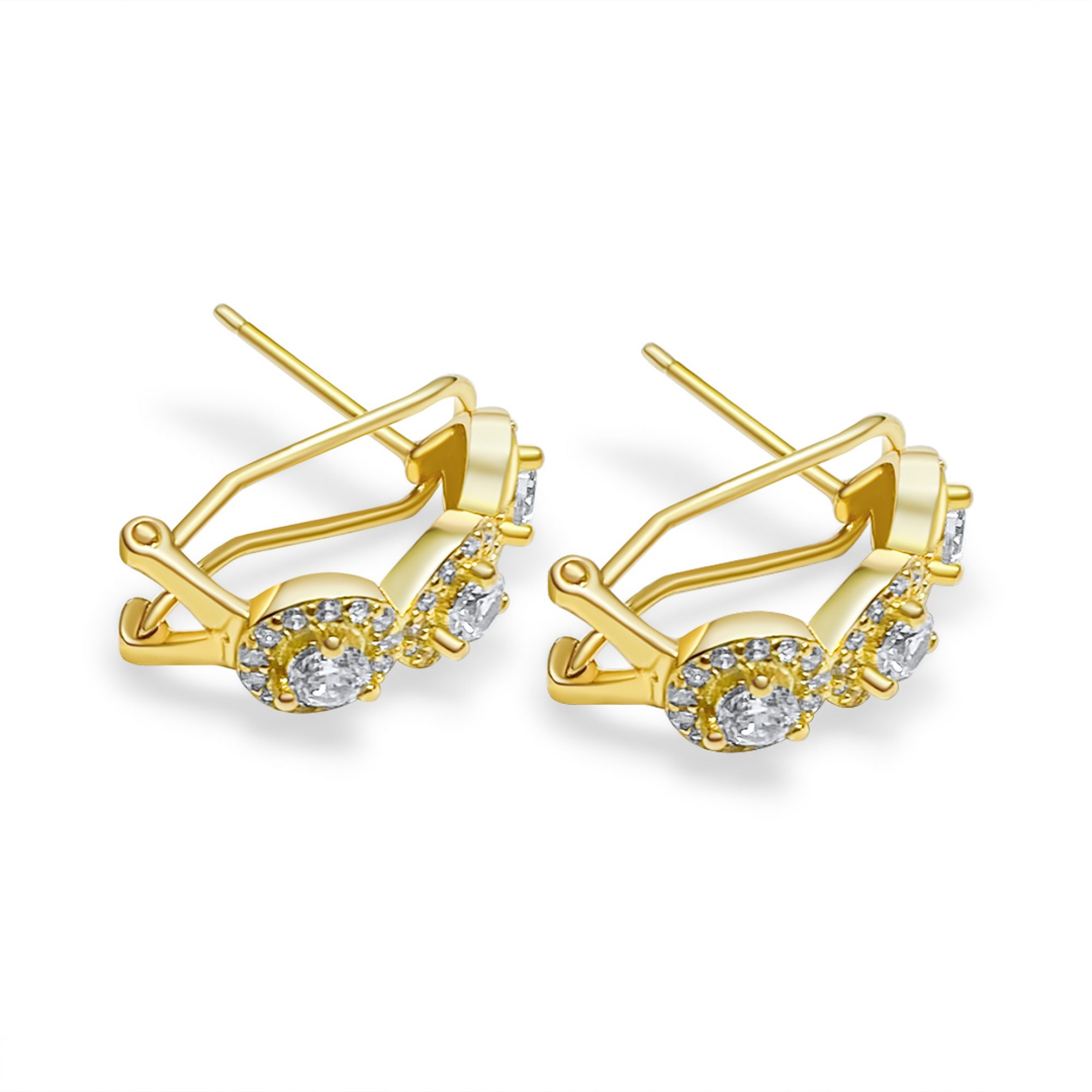 Gold plated earrings with zircon stones