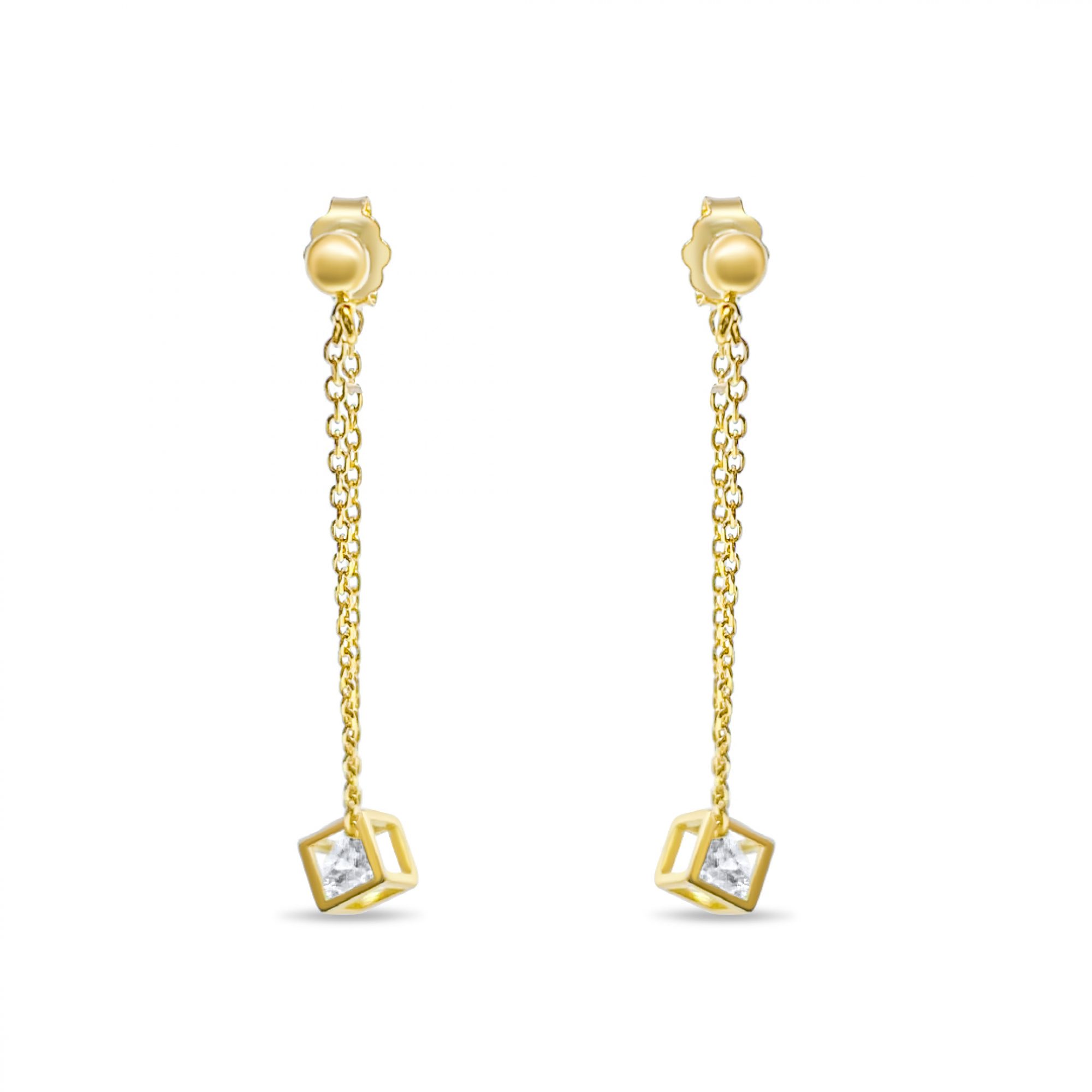 Επίχρυσα σκουλαρίκια με πέτρα ζιργκόν