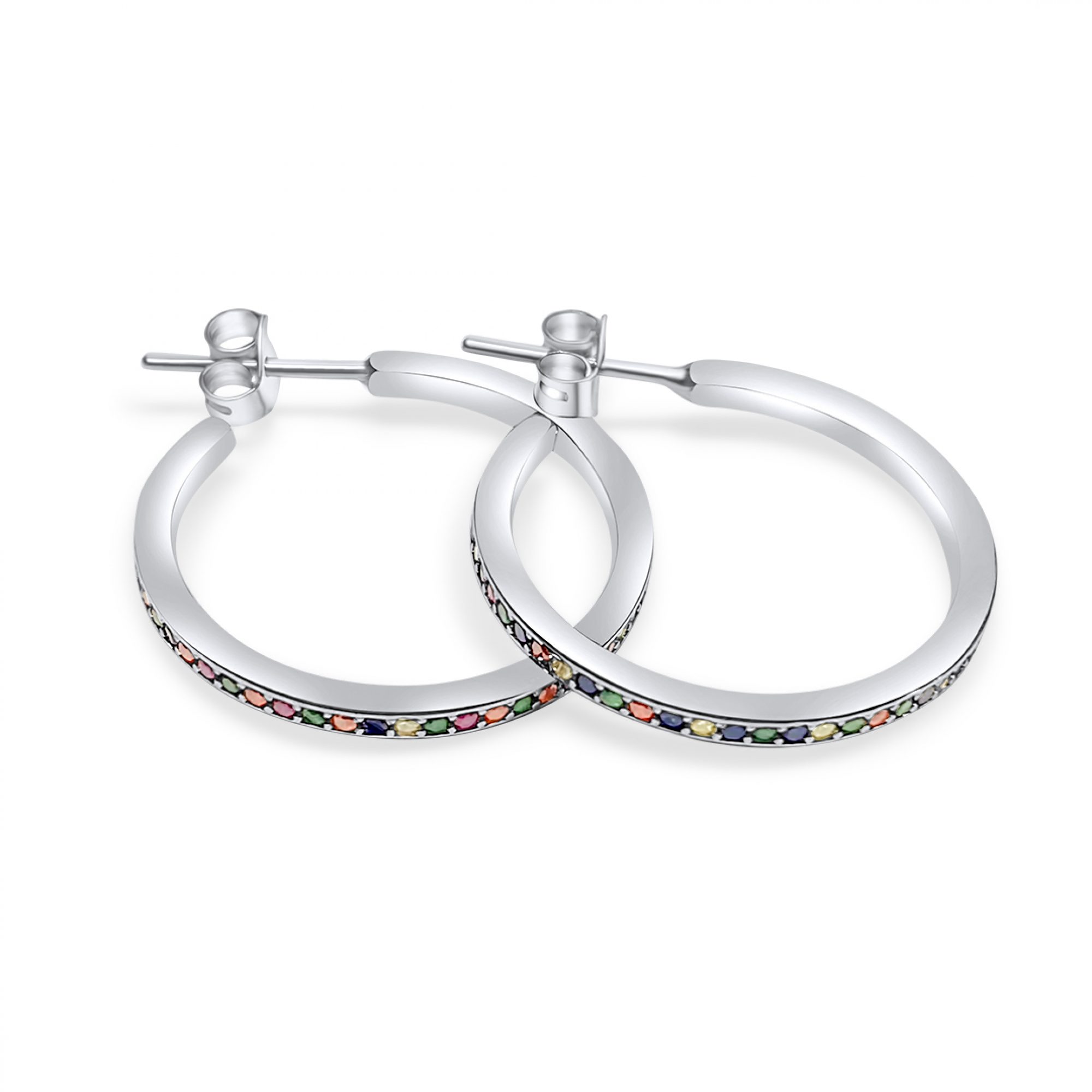 Ασημένια σκουλαρίκια με πέτρες ζιργκόν