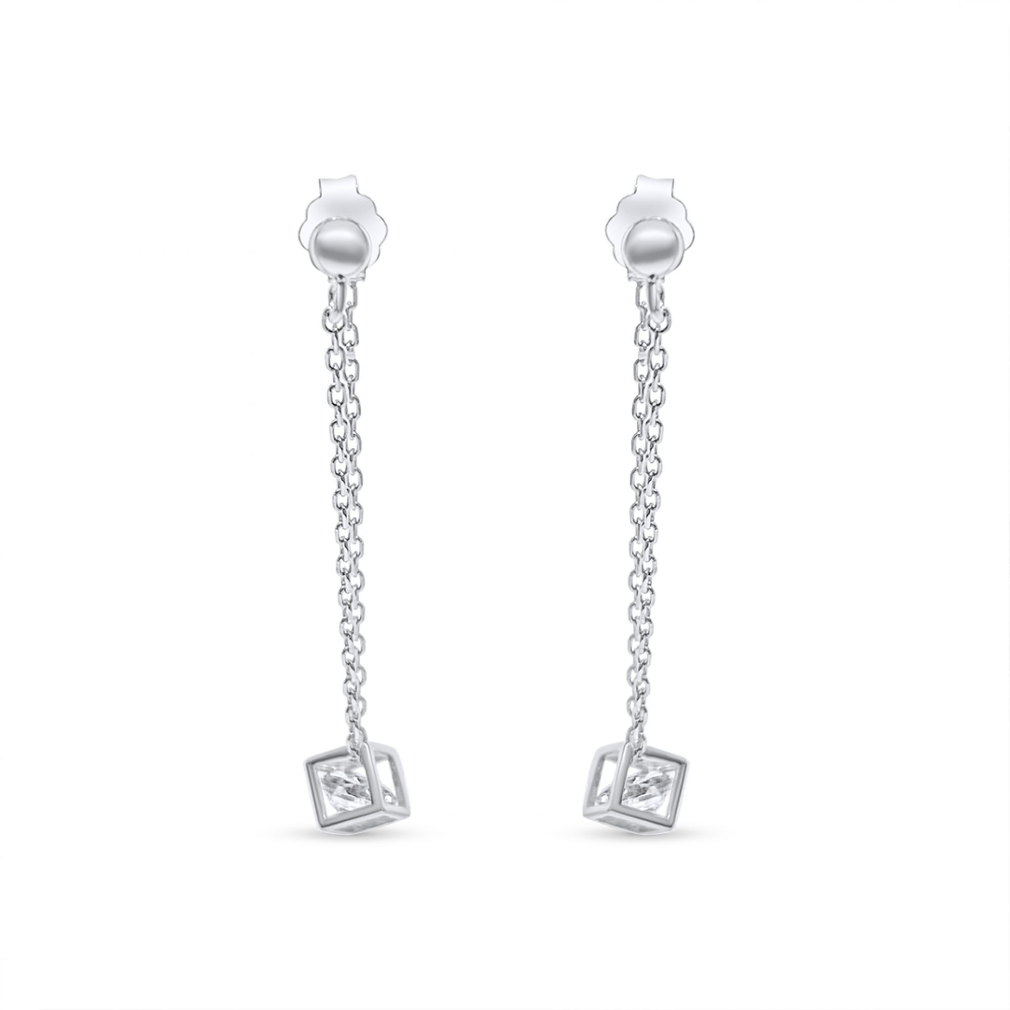 Silver earrings with zircon stones