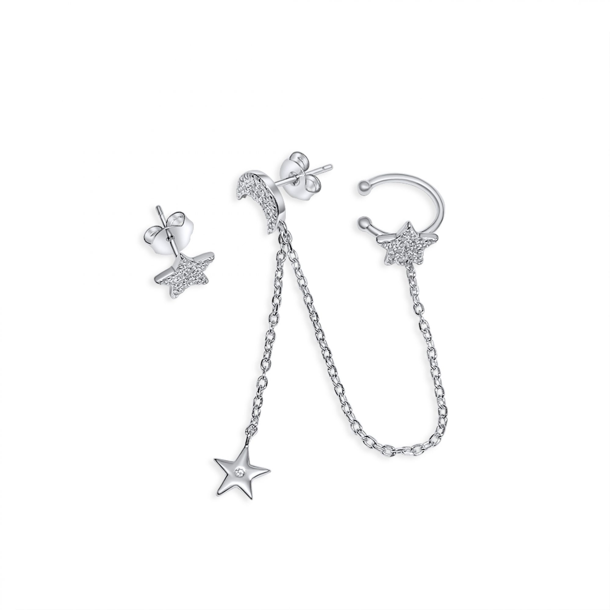 Ασημένια σκουλαρίκια με πέτρες ζιργκόν