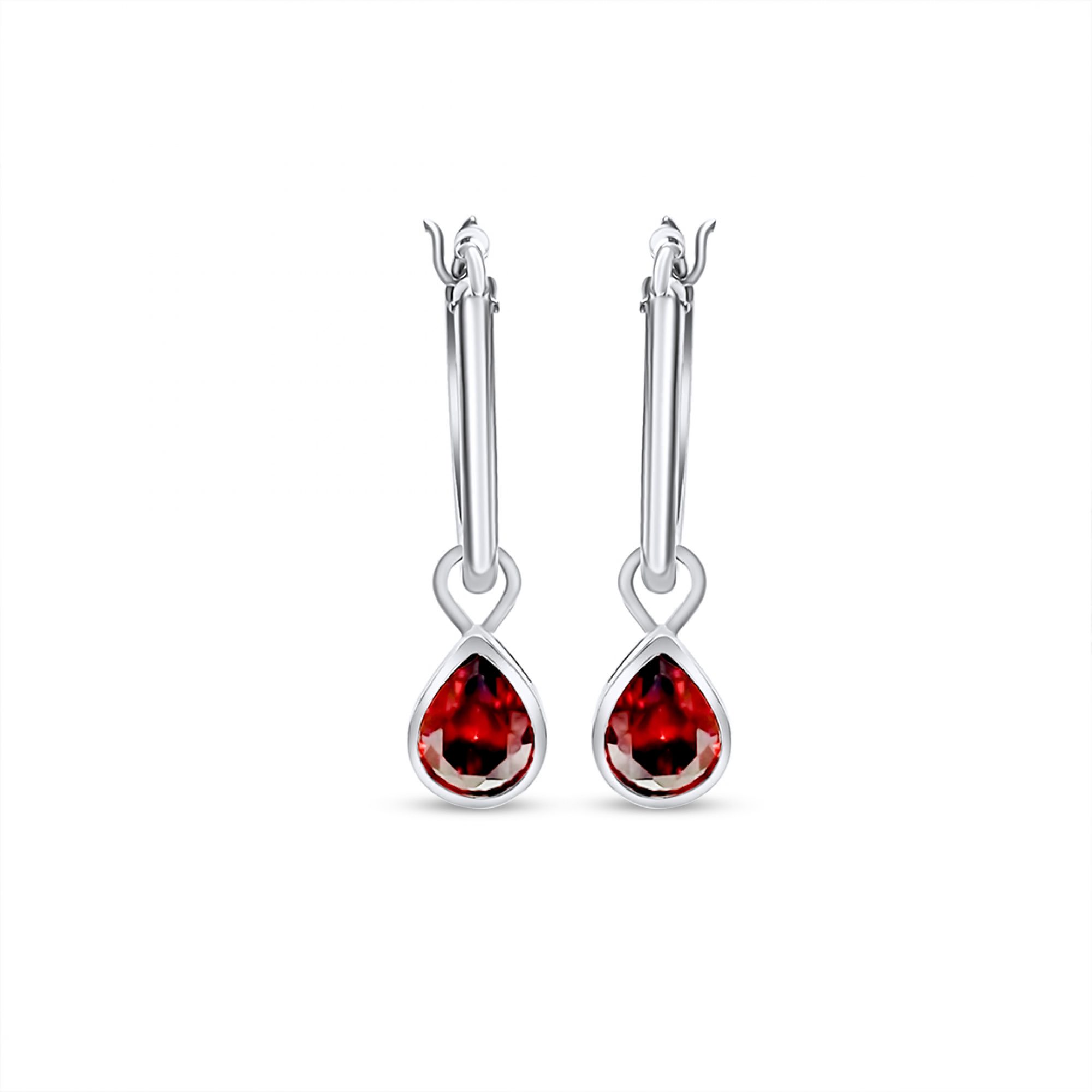Silver earrings with ruby stone