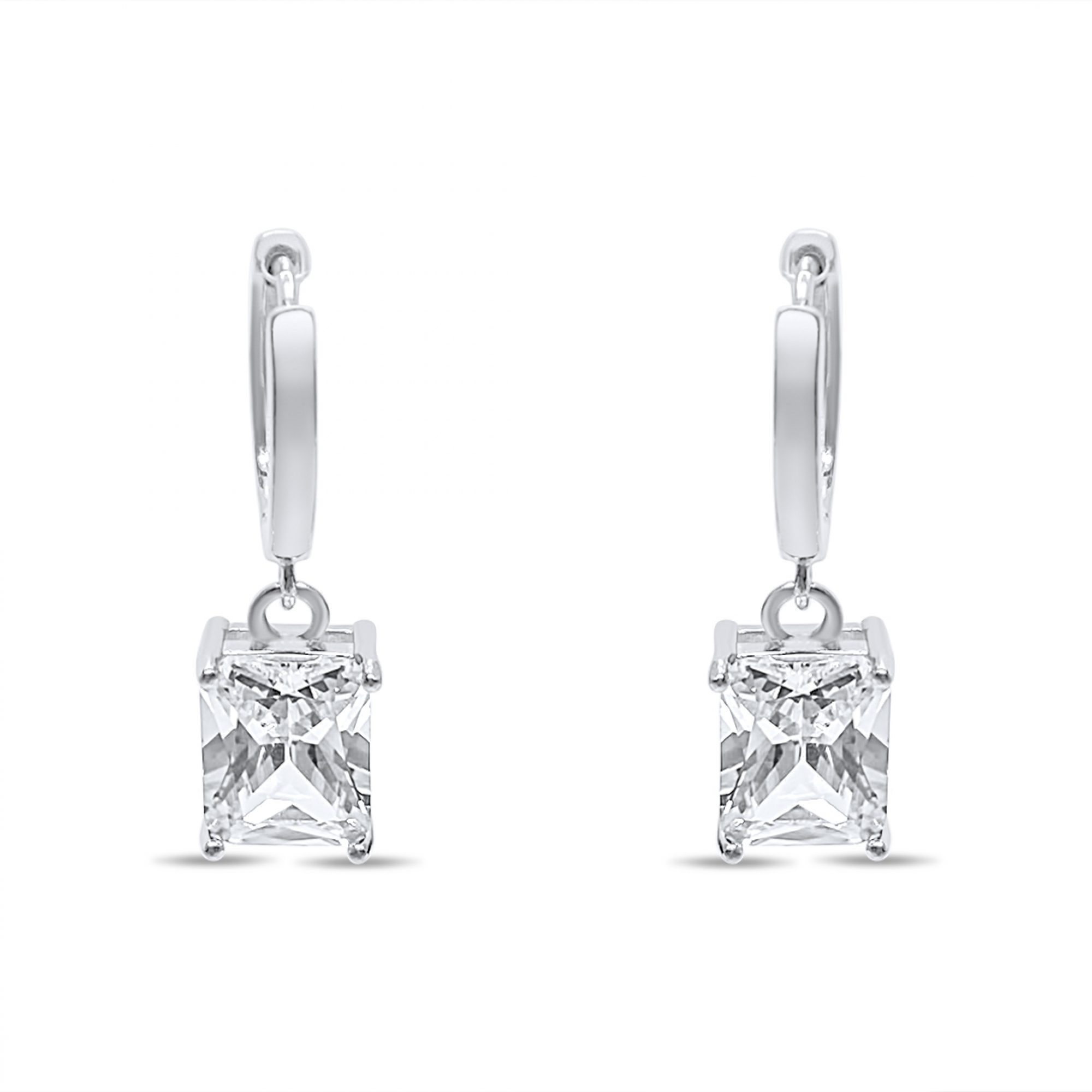 Silver earrings with zircon stone
