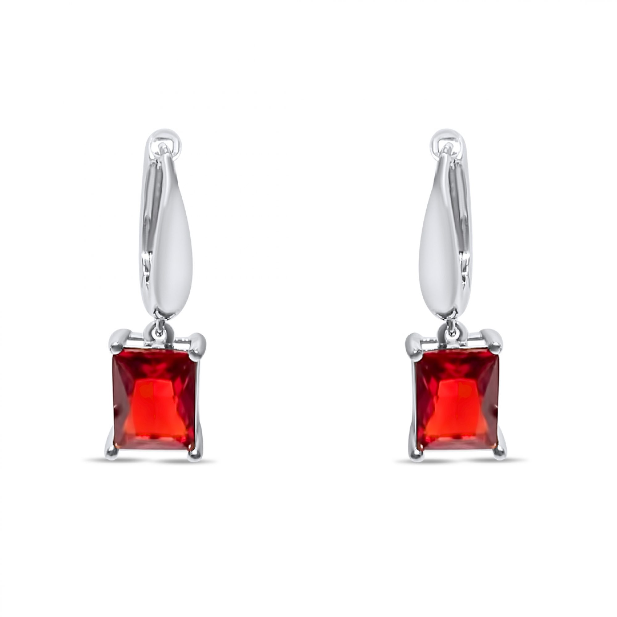 Silver earrings with ruby stone