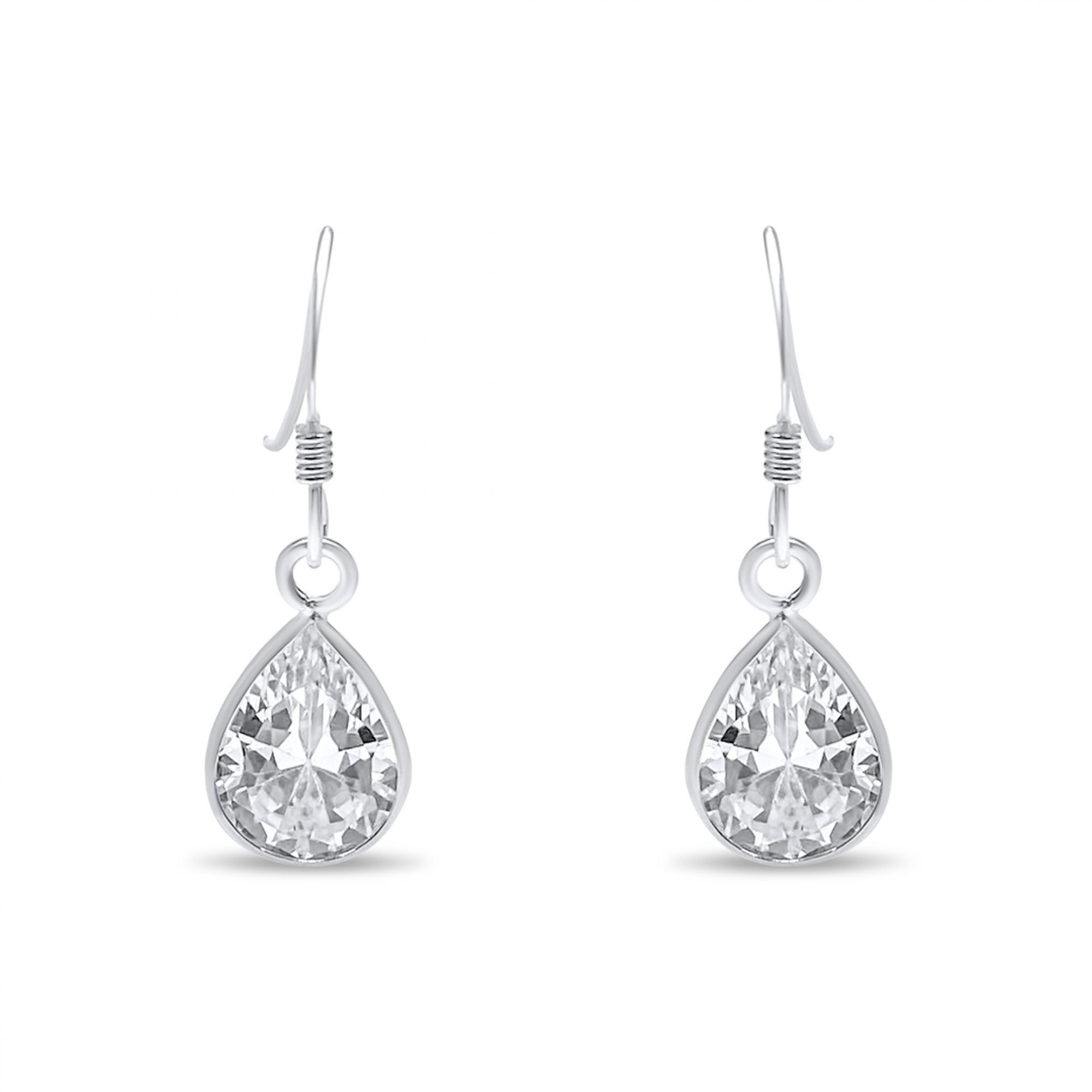 Silver dangle earrings with zircon stone