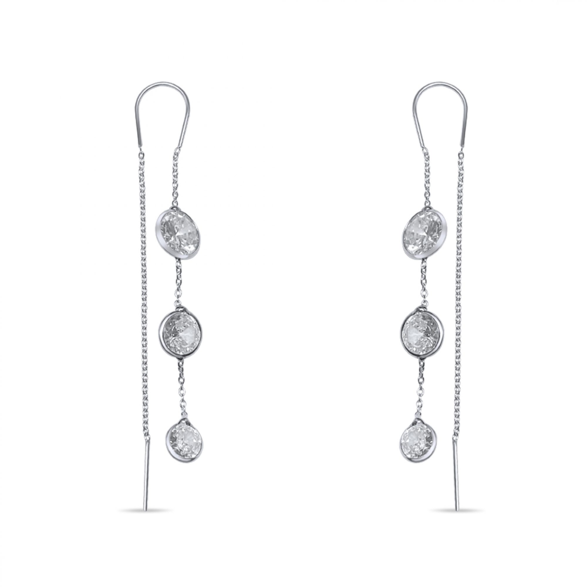 Chain earrings with zircon stones