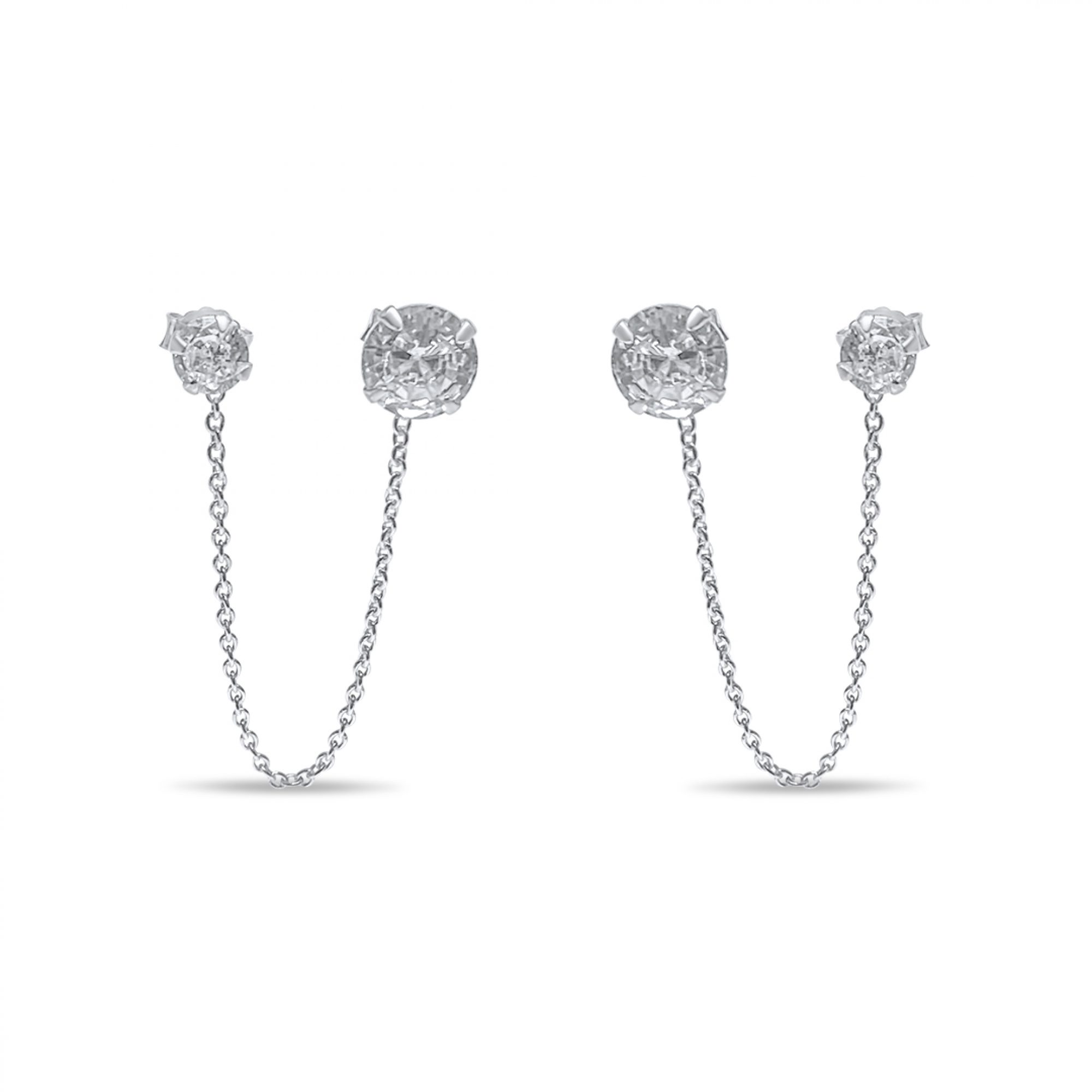 Chain earrings with zircon stones