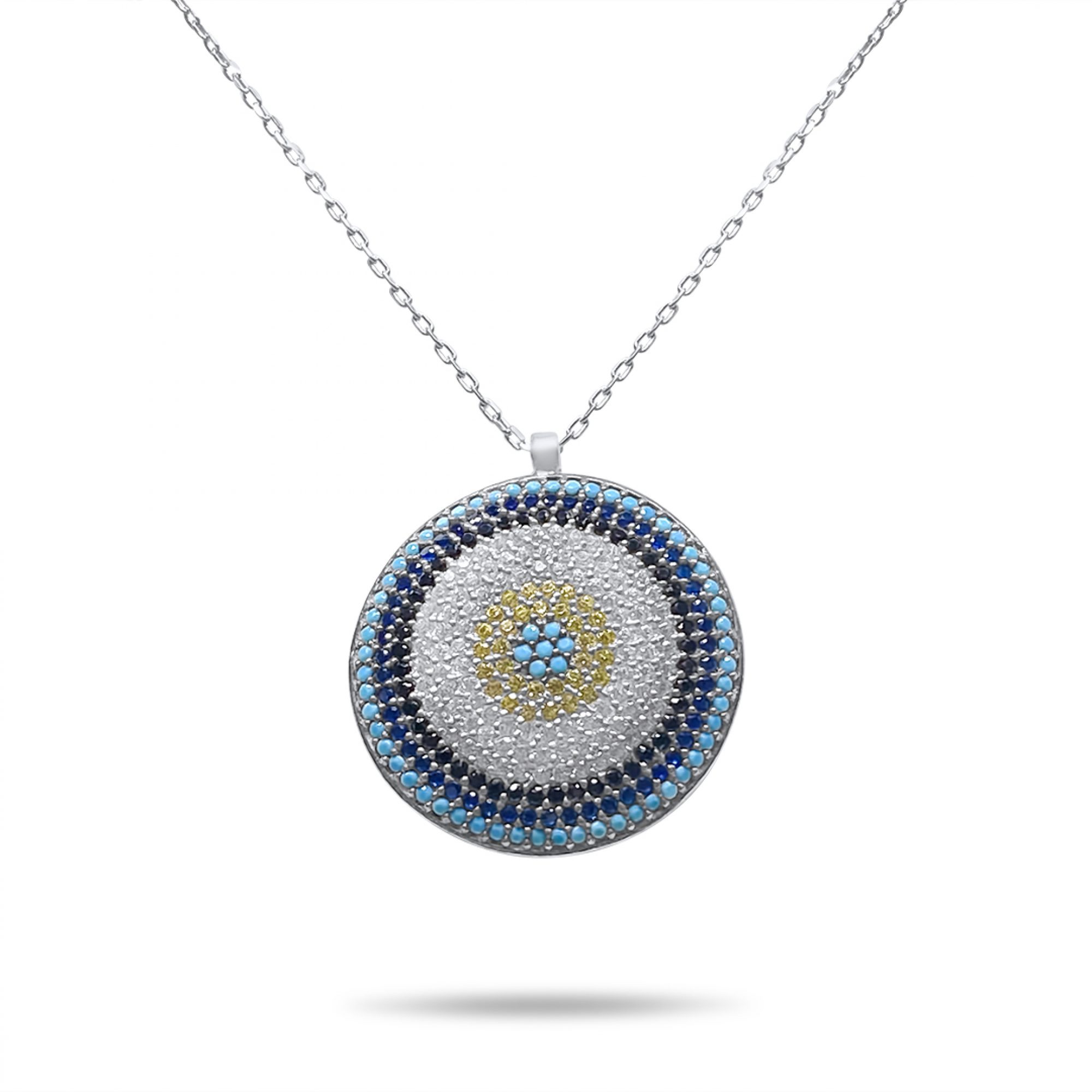 Eye pendant necklace with zircon stones